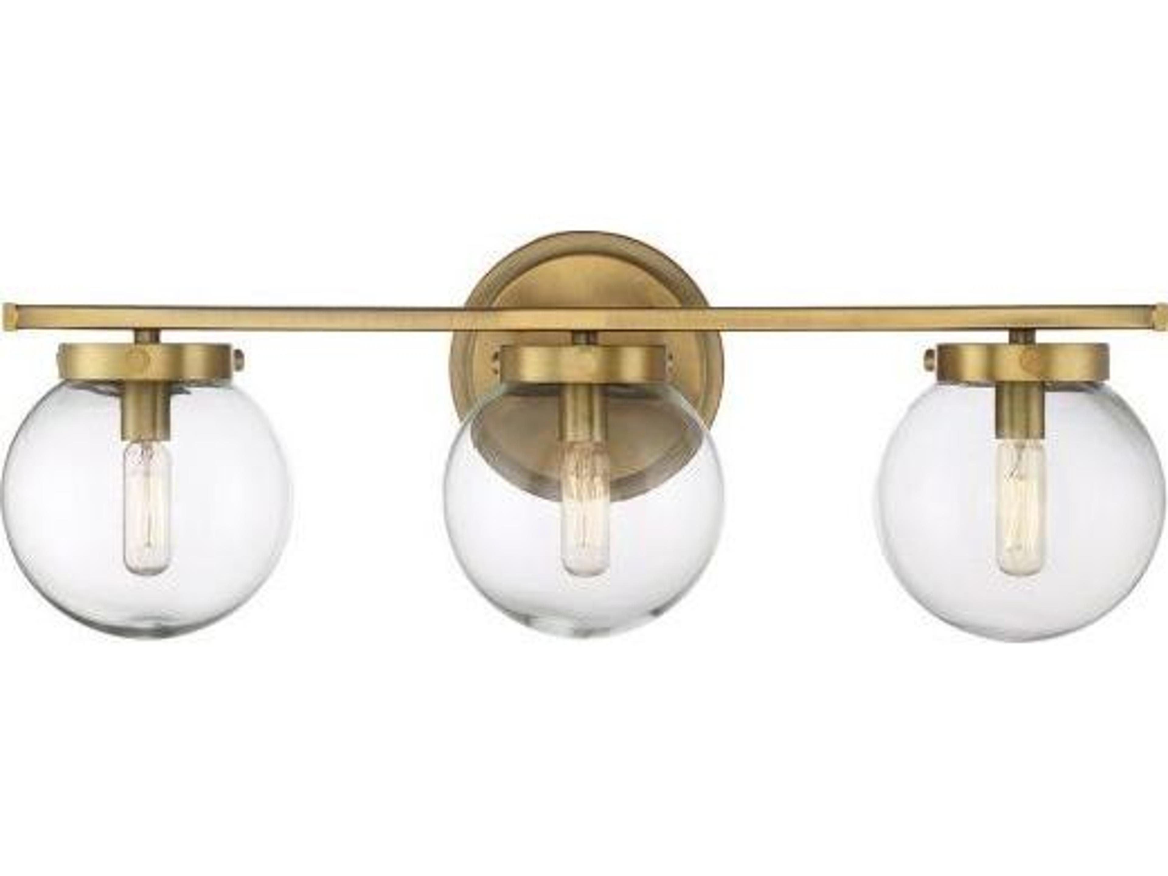 Savoy House Meridian 3-Light Natural Brass Glass Vanity Light