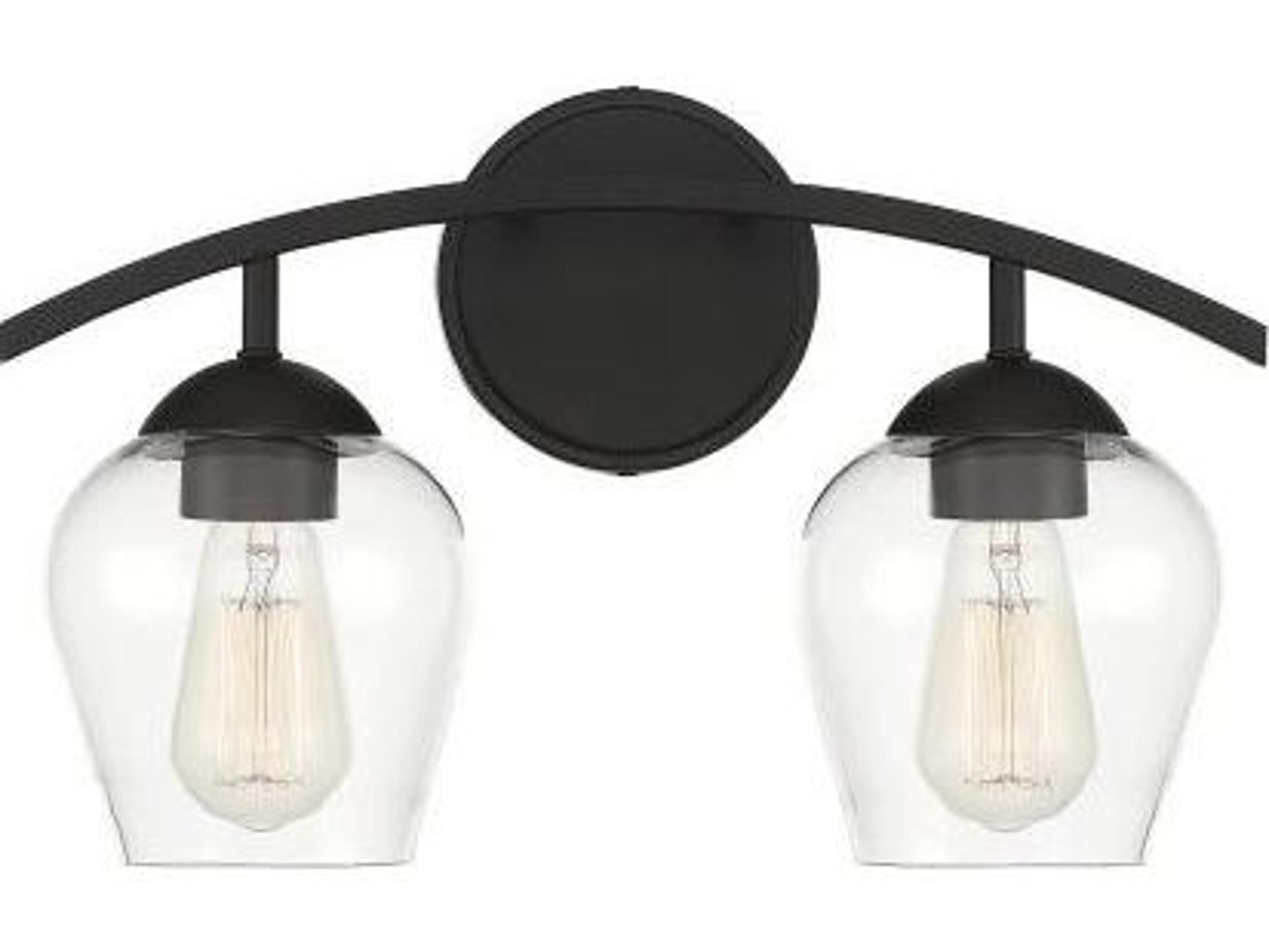 Savoy House Meridian 2-Light Matte Black Glass Vanity Light