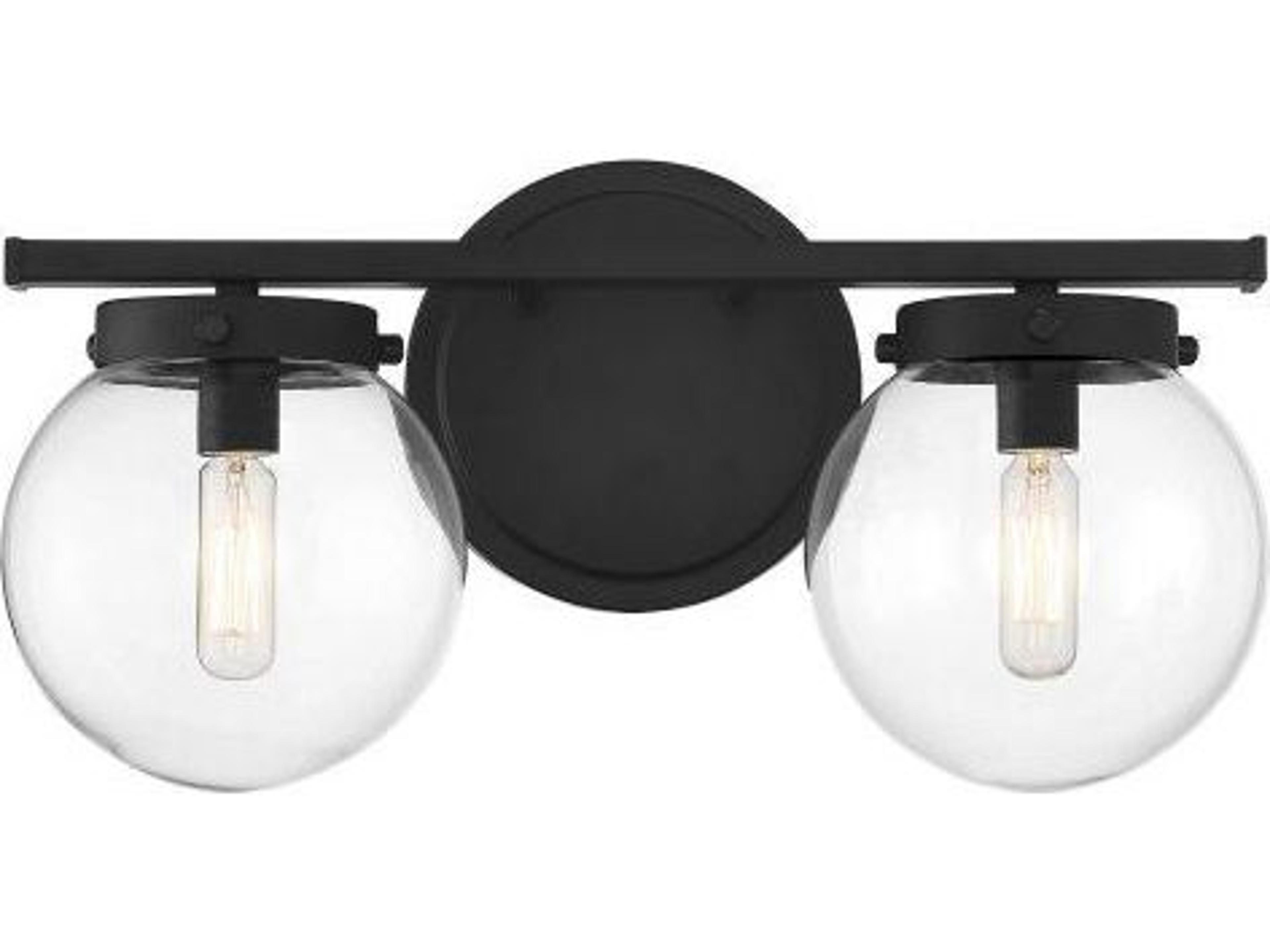 Savoy House Meridian 2-Light Matte Black Glass Vanity Light