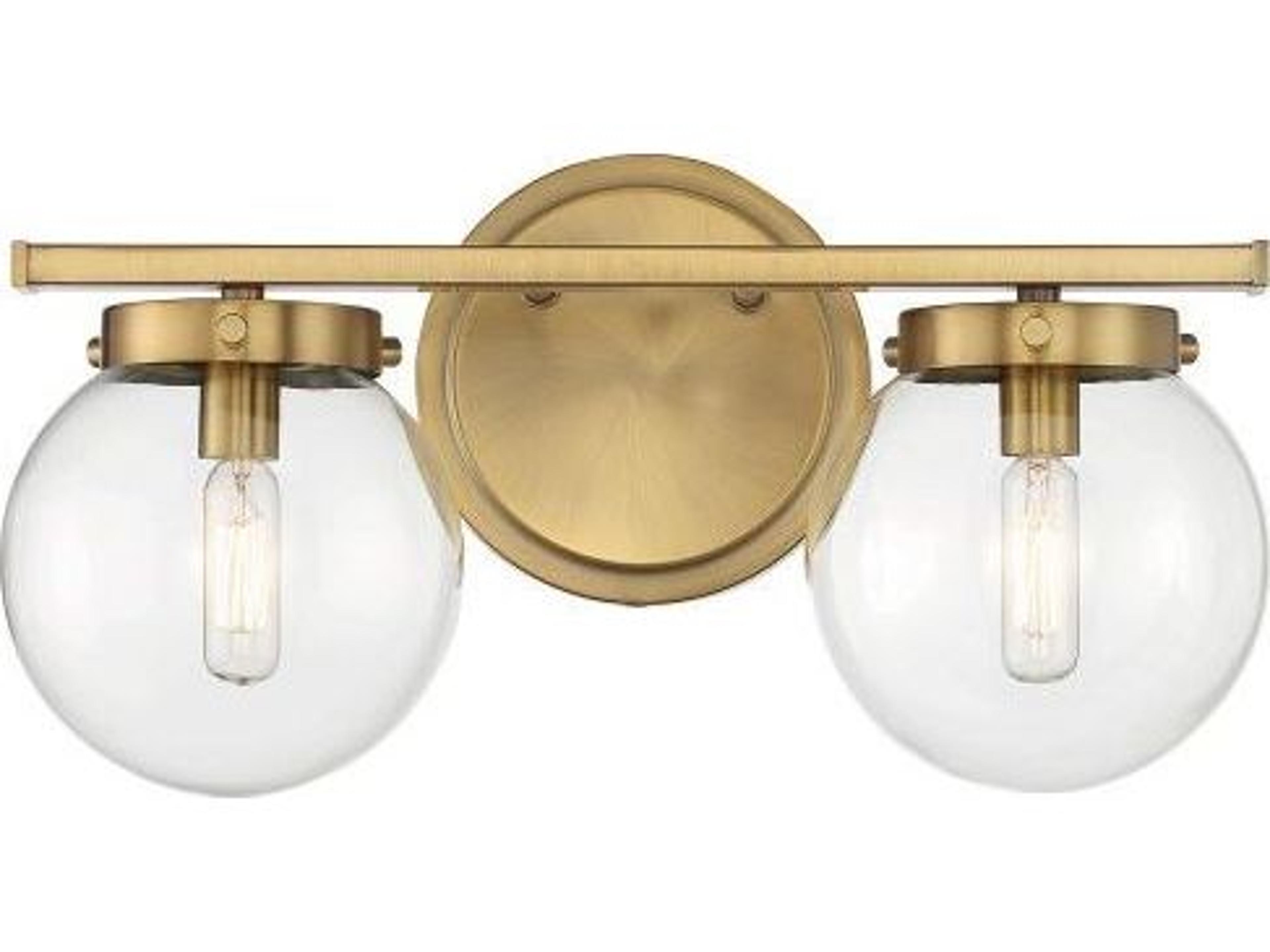 Savoy House Meridian 2-Light Natural Brass Glass Vanity Light