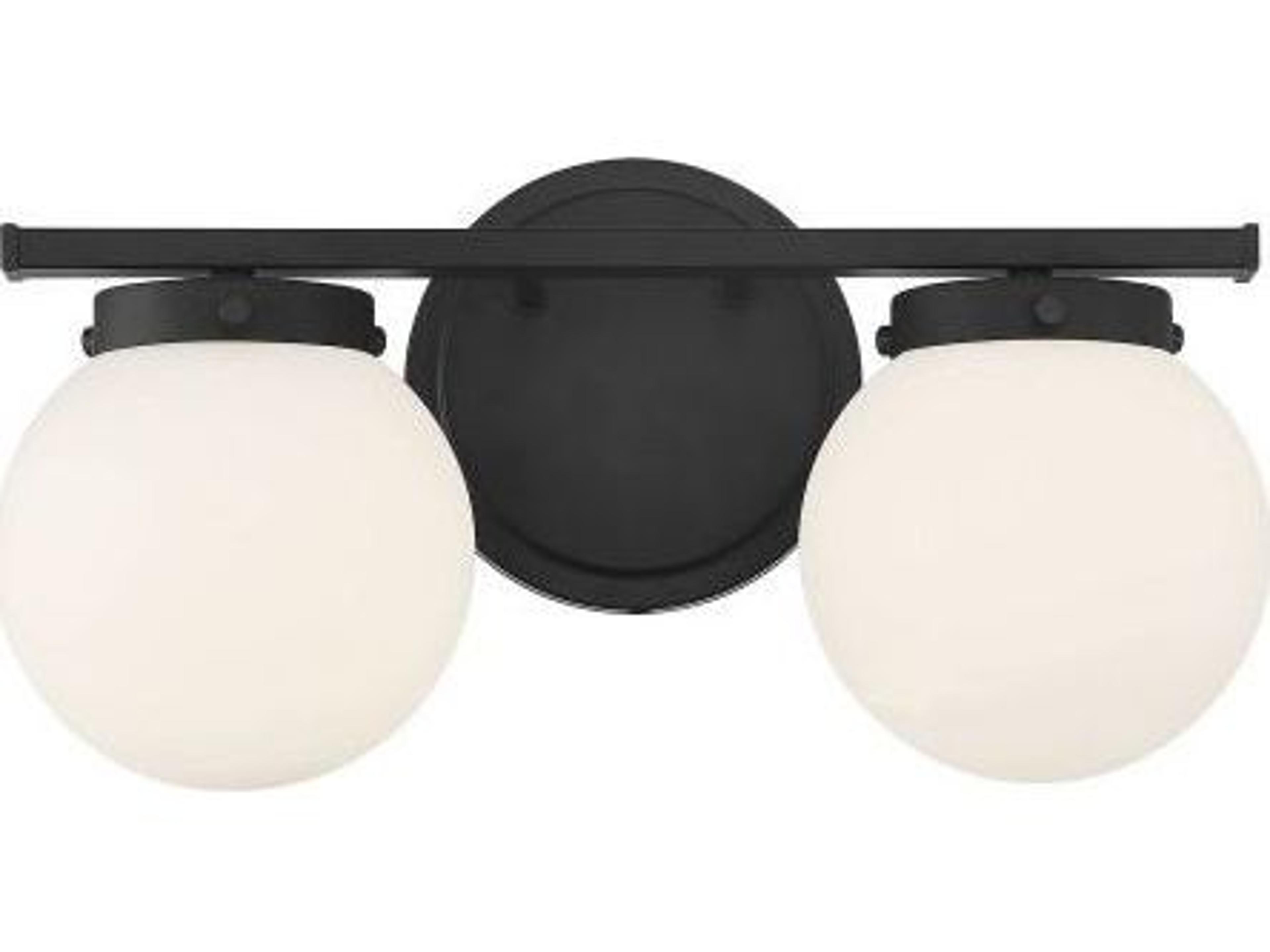 Savoy House Meridian 2-Light Matte Black Glass Vanity Light