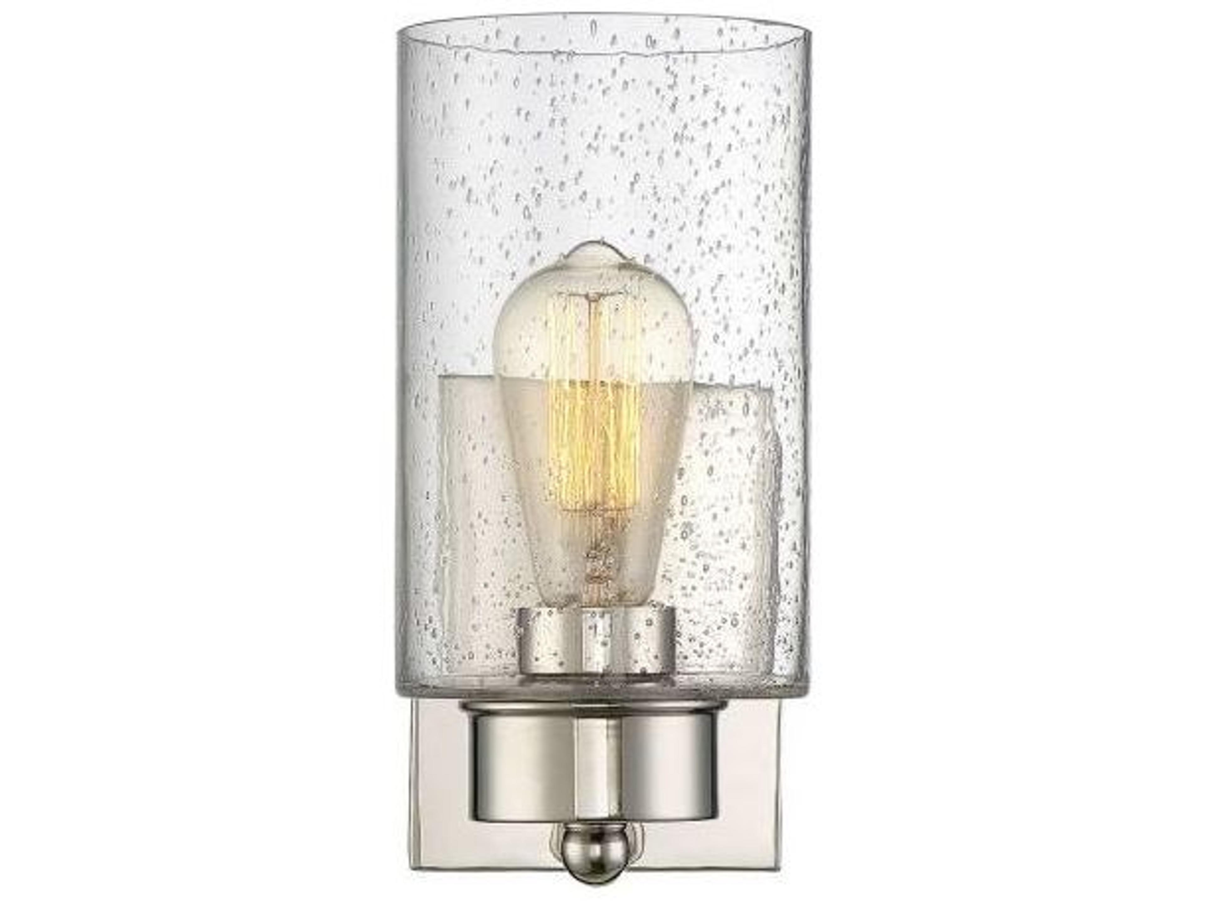 Savoy House Meridian 1-Light Polished Nickel Glass Wall Sconce