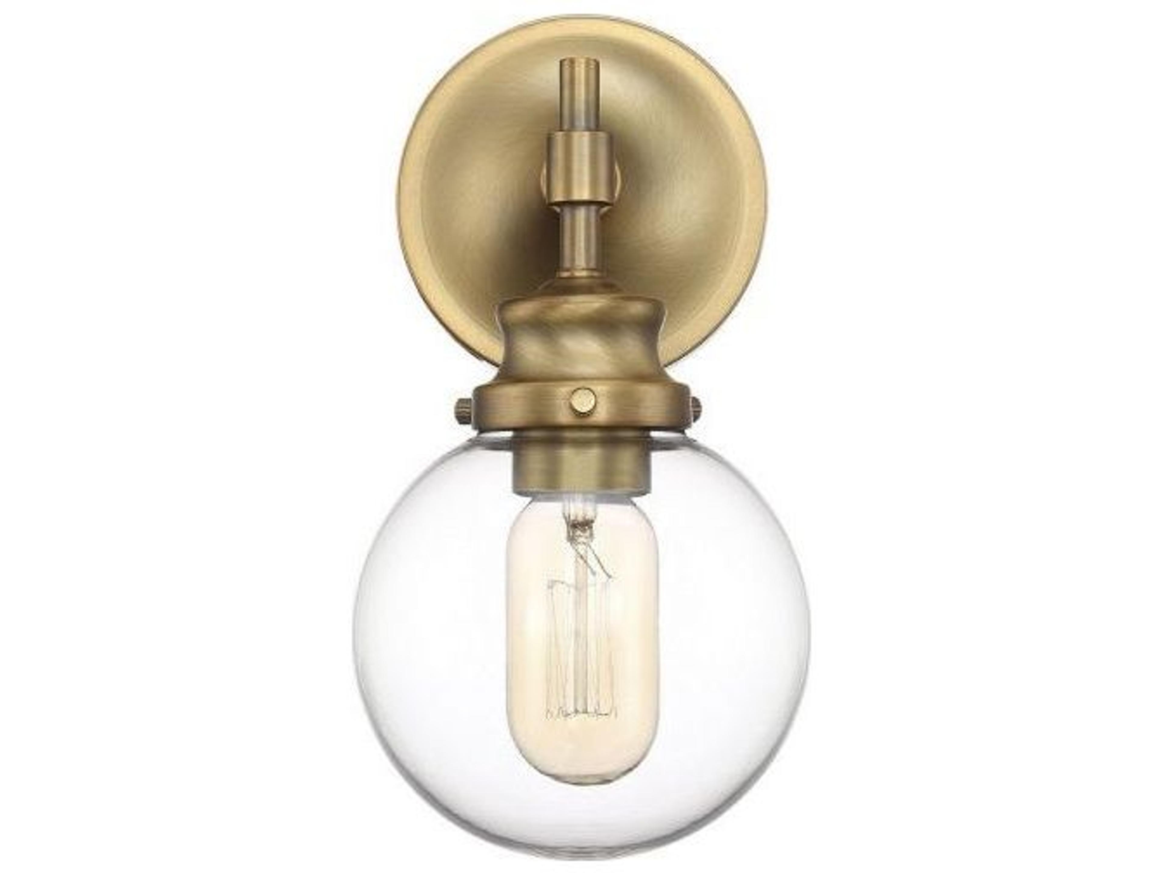 Savoy House Meridian 1-Light Natural Brass Glass Wall Sconce