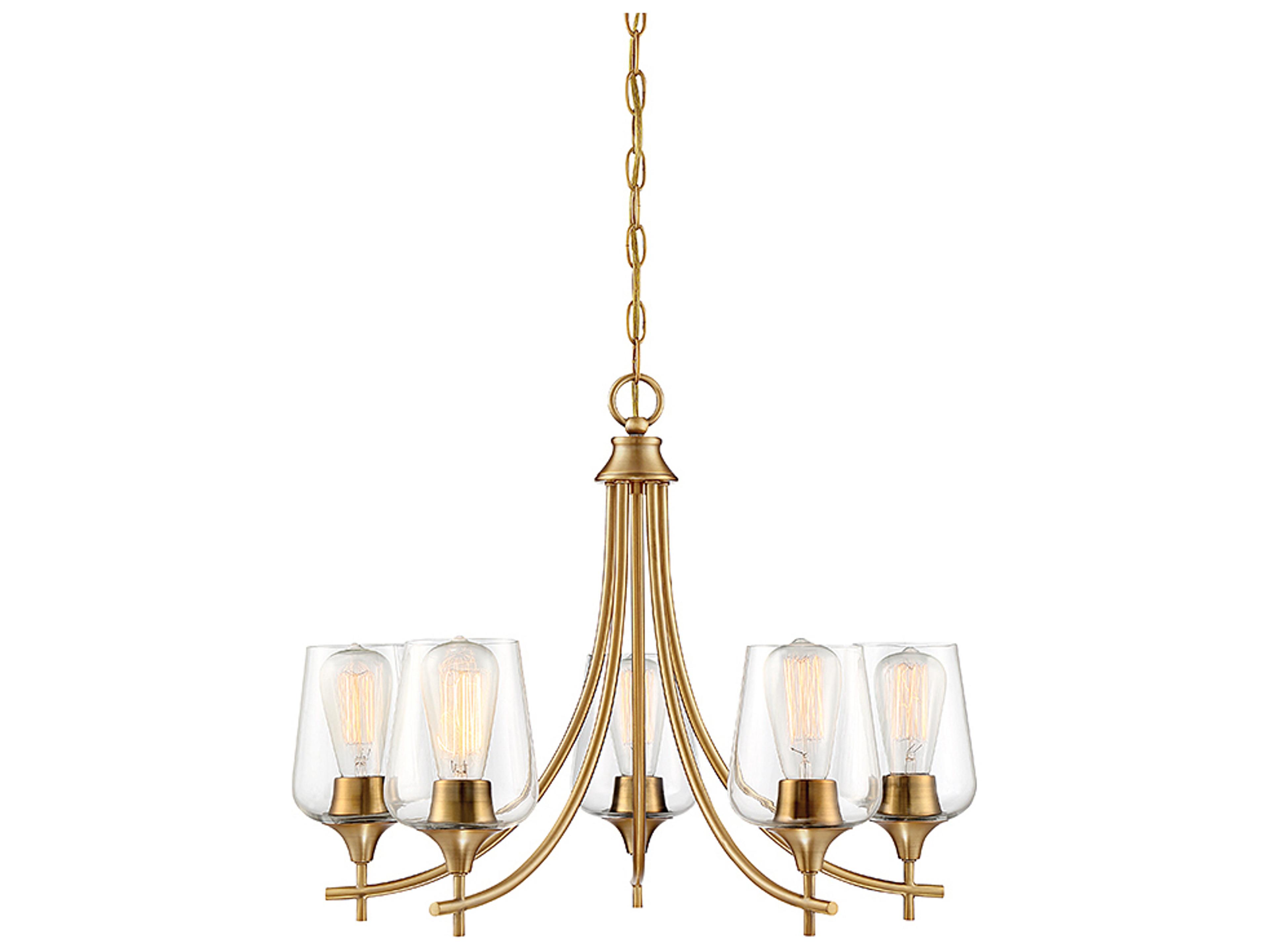 Savoy House Octave 5-Light Warm Brass Glass Chandelier