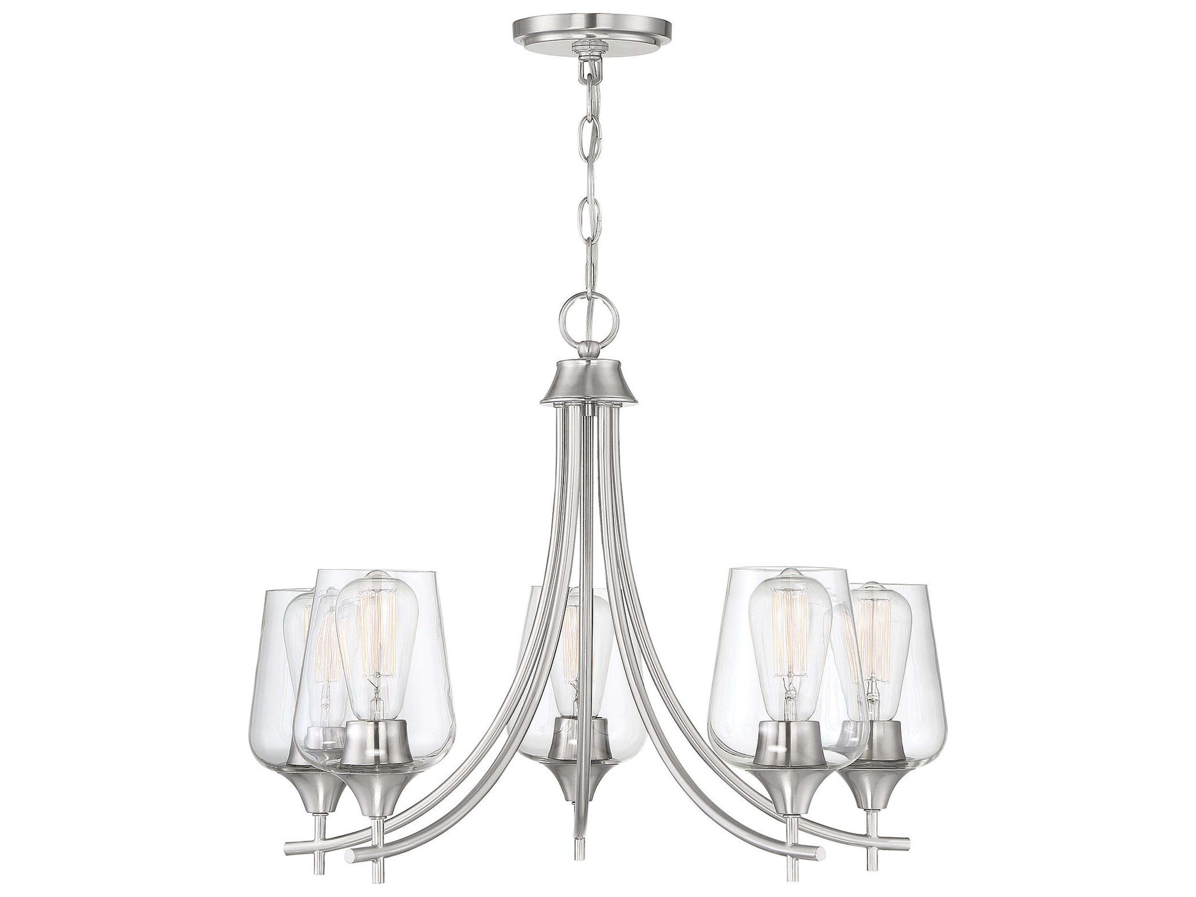 Savoy House Octave 5-Light Satin Nickel Glass Chandelier