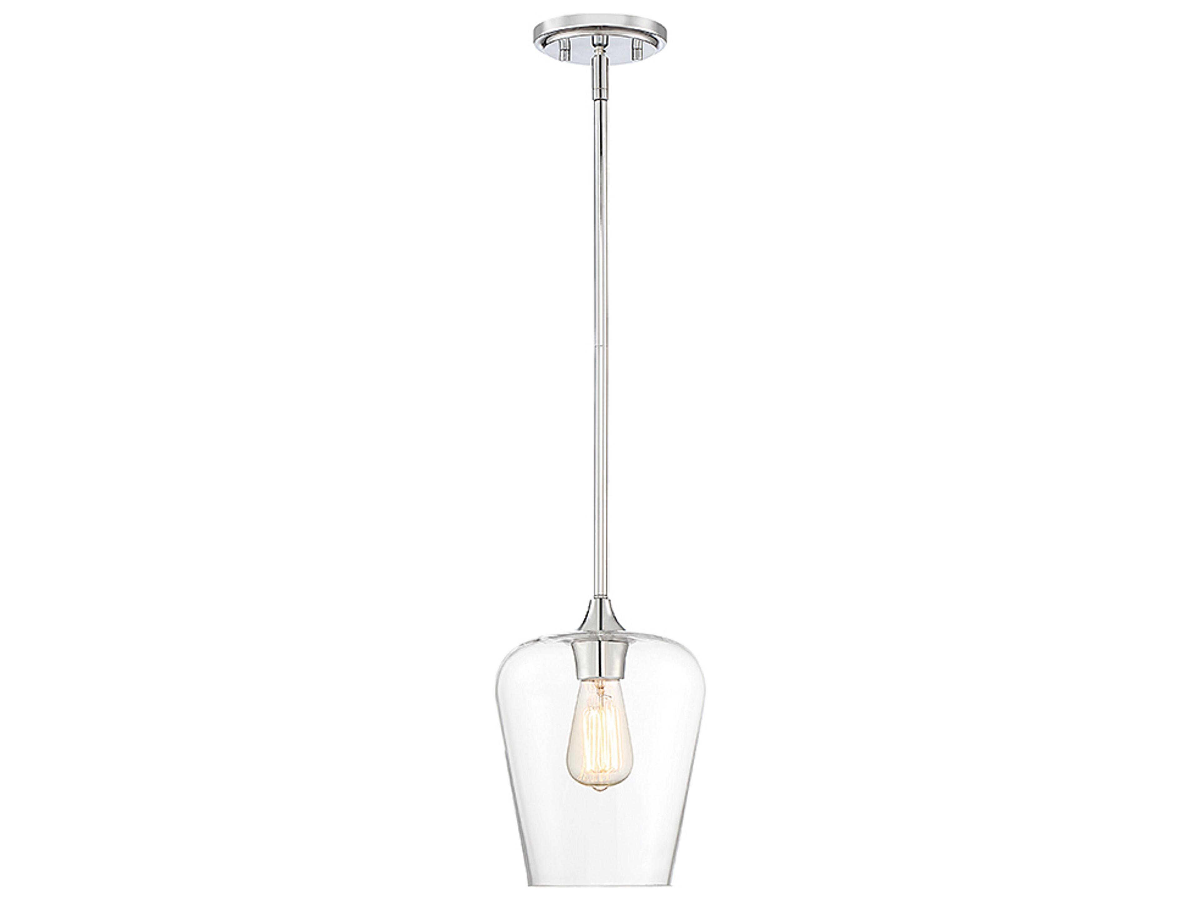 Savoy House Octave 1-Light Polished Chrome Glass Bell Mini Pendant