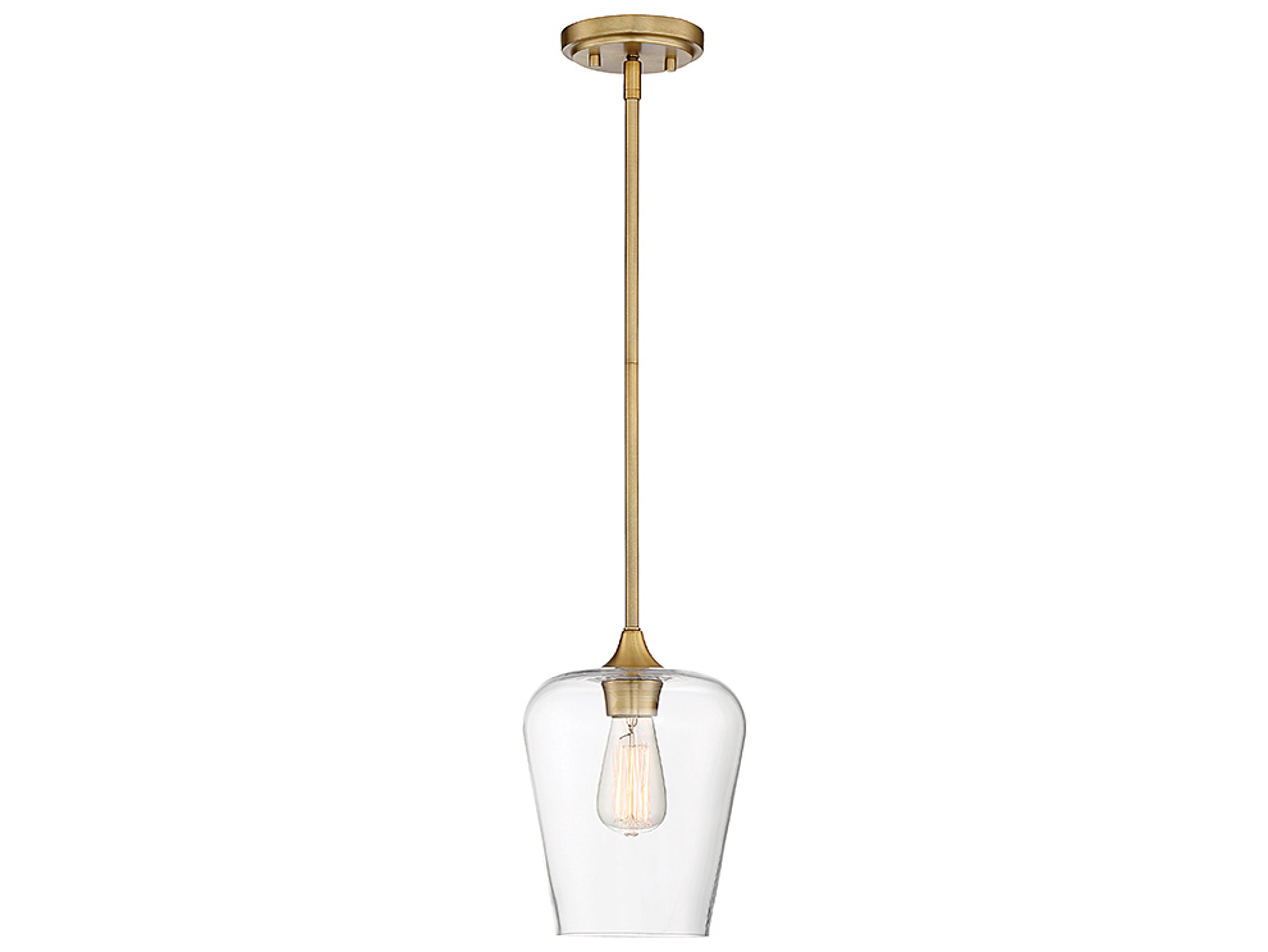 Savoy House Octave 1-Light Warm Brass Glass Bell Mini Pendant