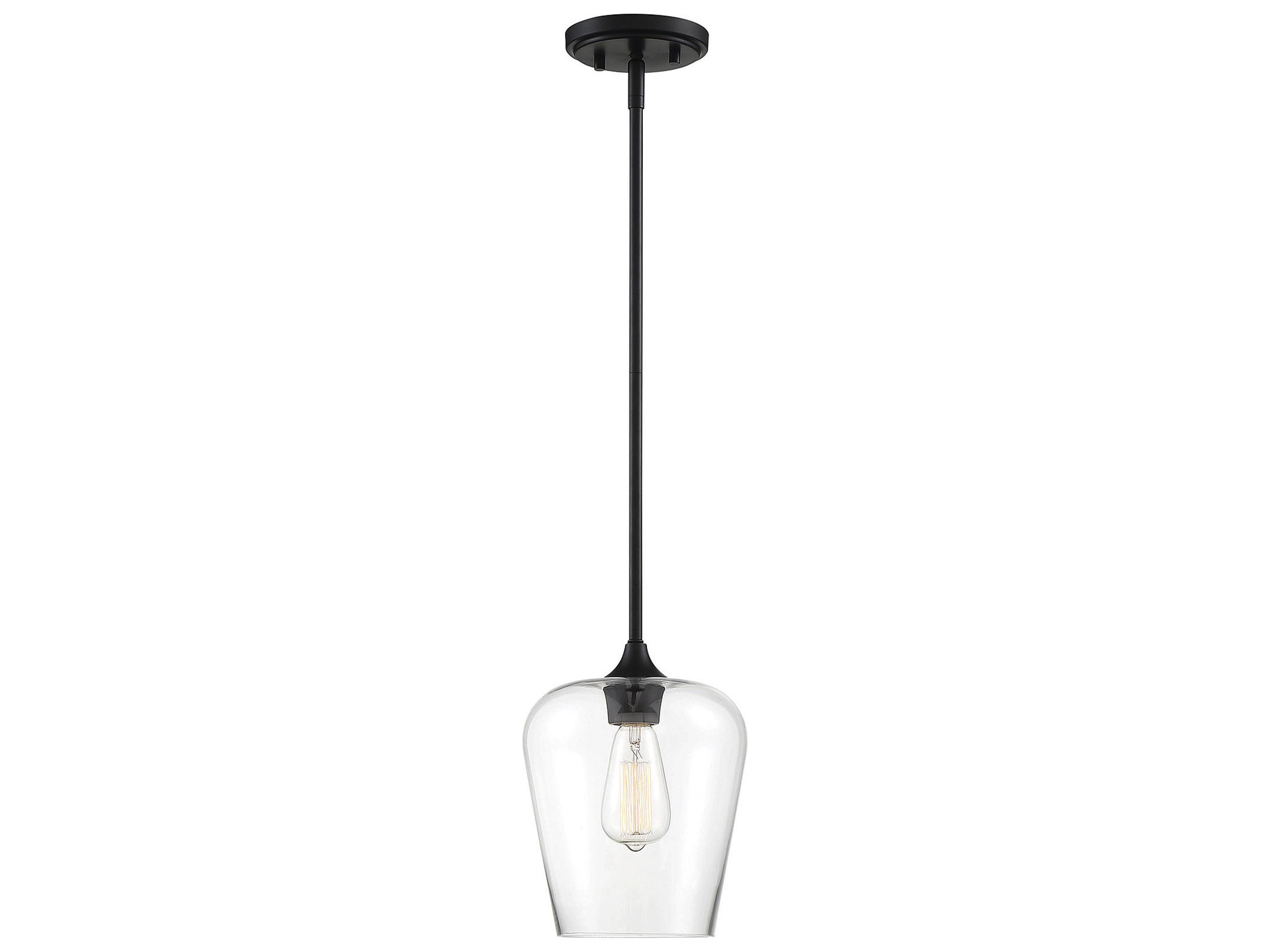 Savoy House Octave 1-Light Black Glass Bell Mini Pendant