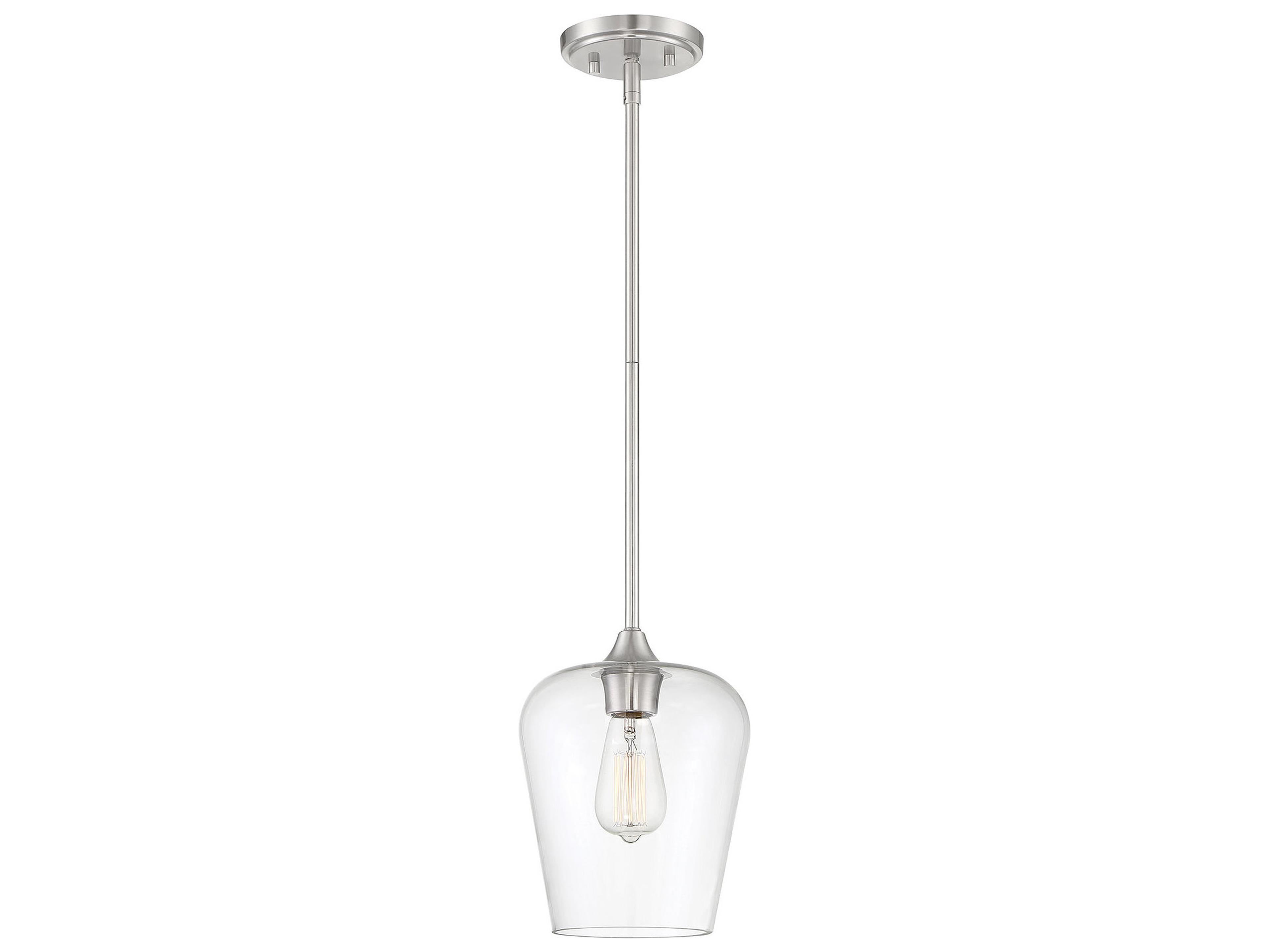 Savoy House Octave 1-Light Satin Nickel Glass Bell Mini Pendant