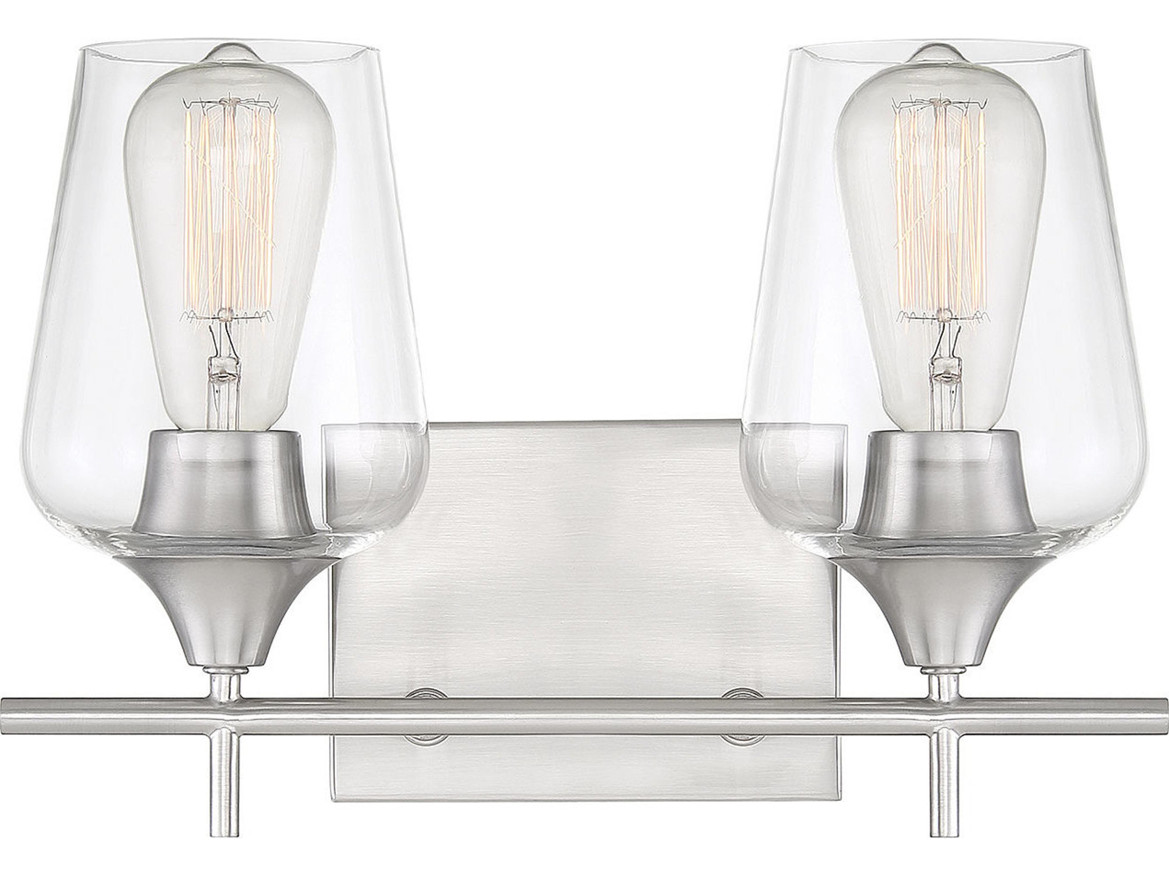 Savoy House Octave 2-Light Satin Nickel Glass Vanity Light