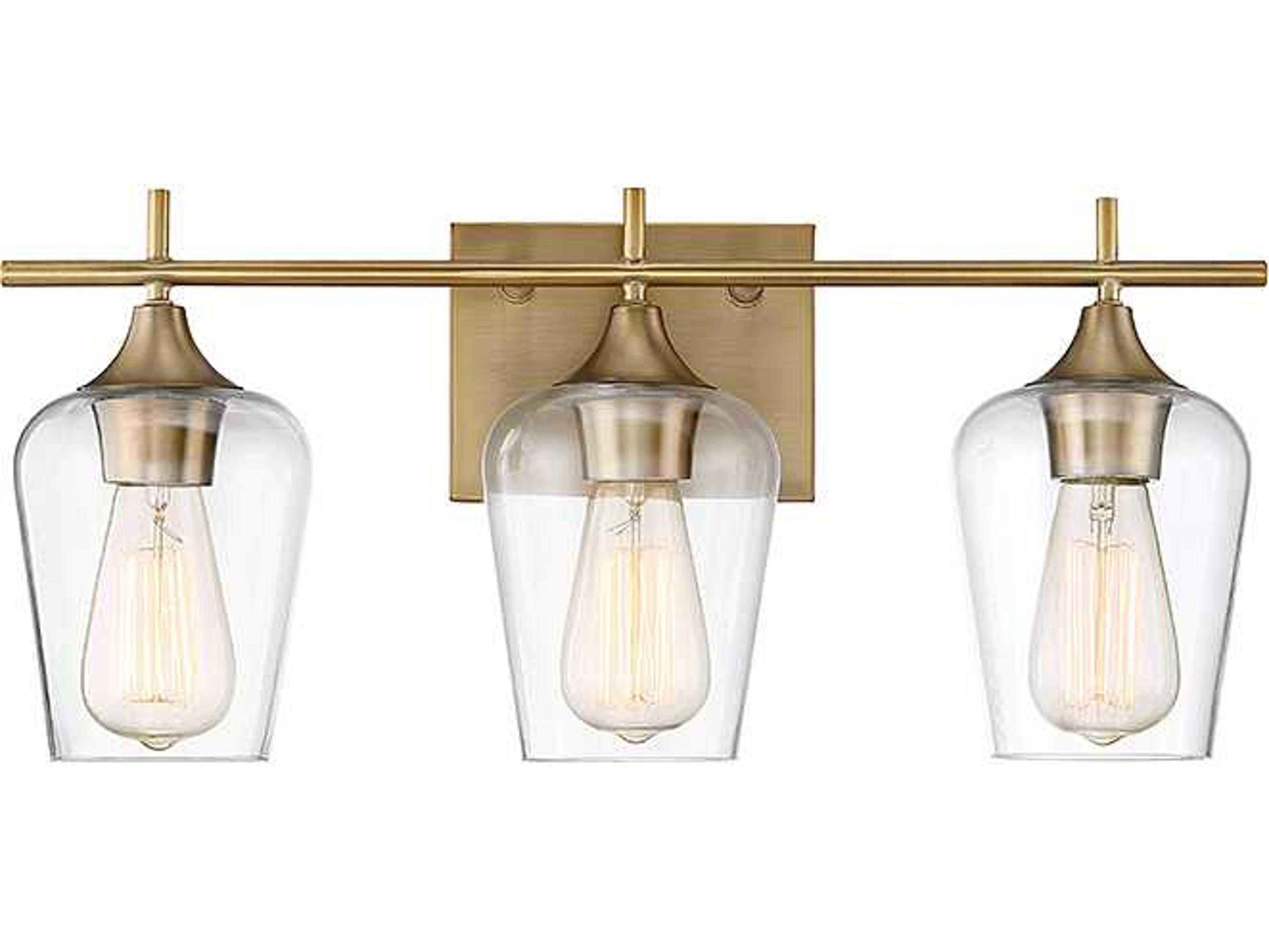 Savoy House Octave 3-Light Warm Brass Glass Vanity Light