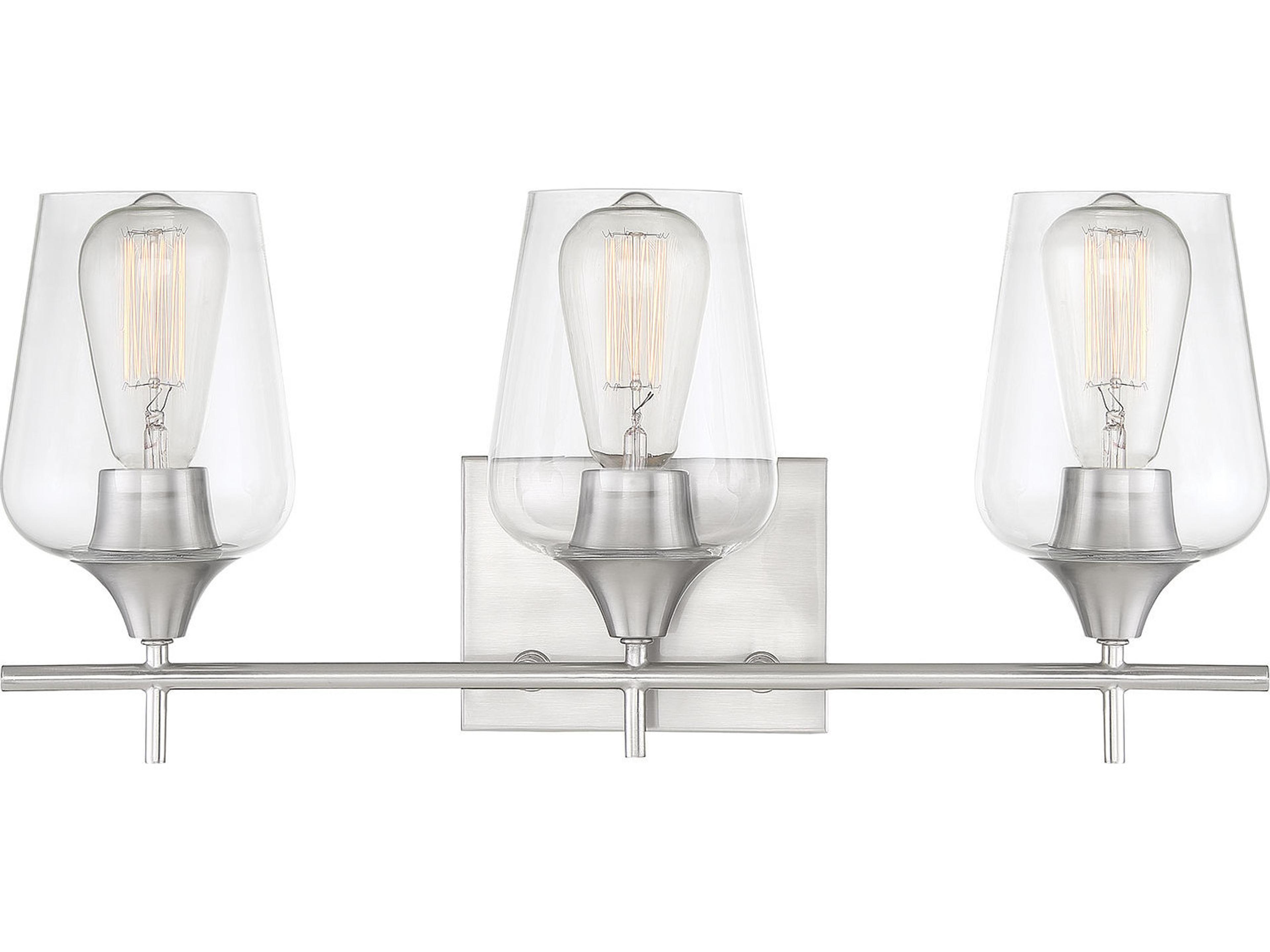 Savoy House Octave 3-Light Satin Nickel Glass Vanity Light