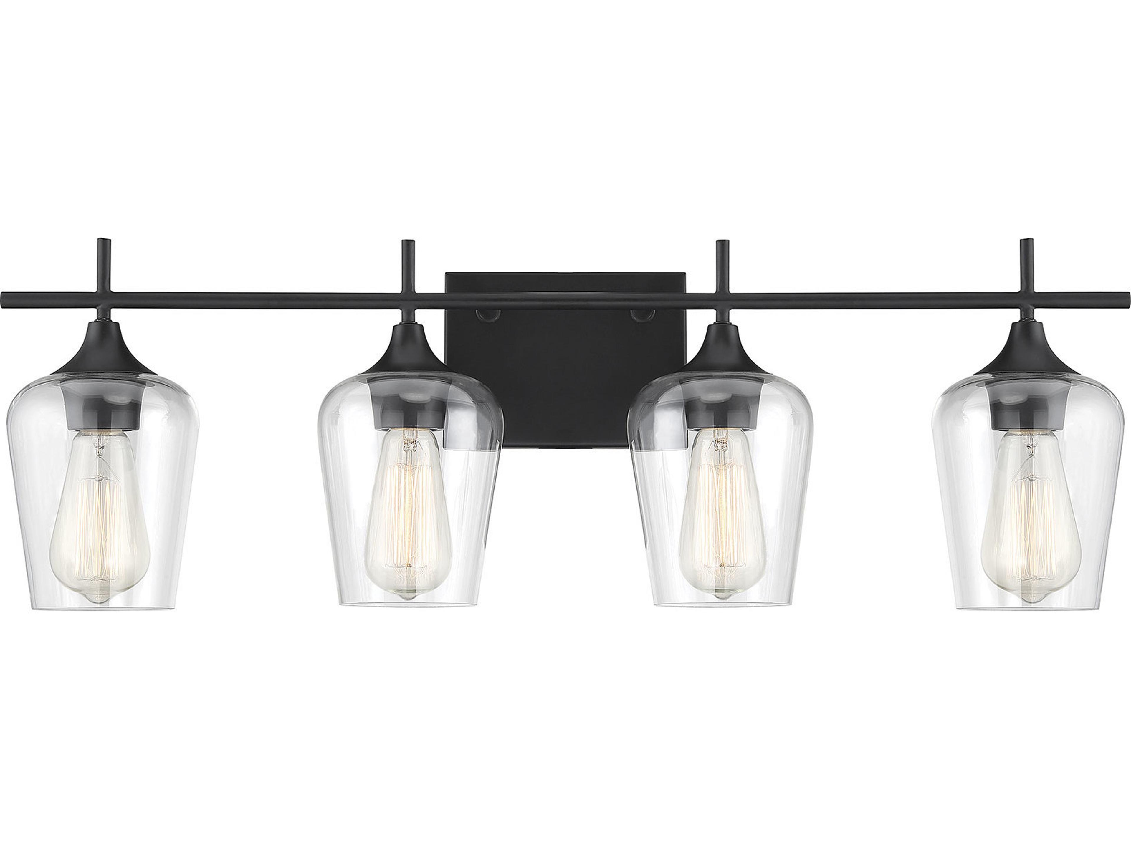 Savoy House Octave 4-Light Black Glass Vanity Light