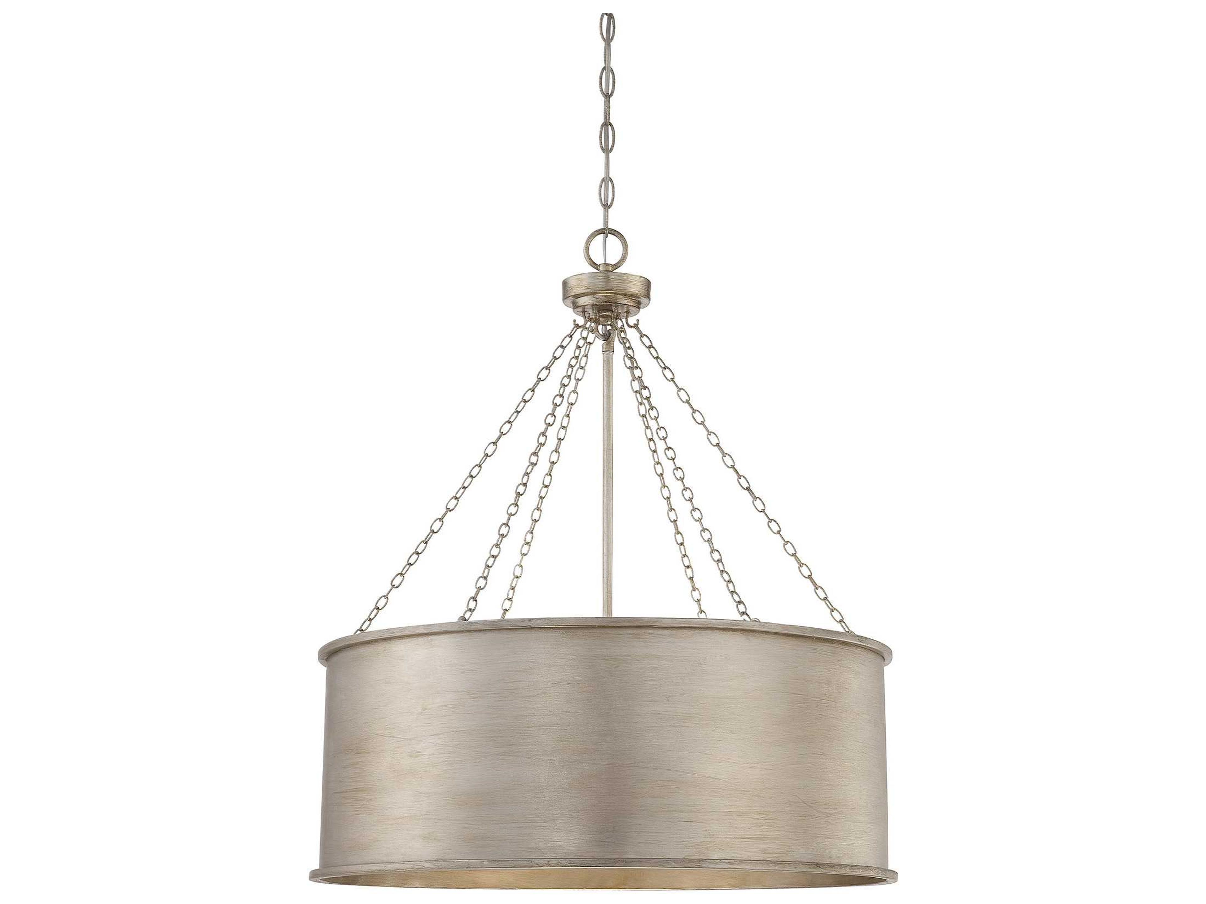 Savoy House Rochester 6-Light Silver Patina Nickel Drum Pendant