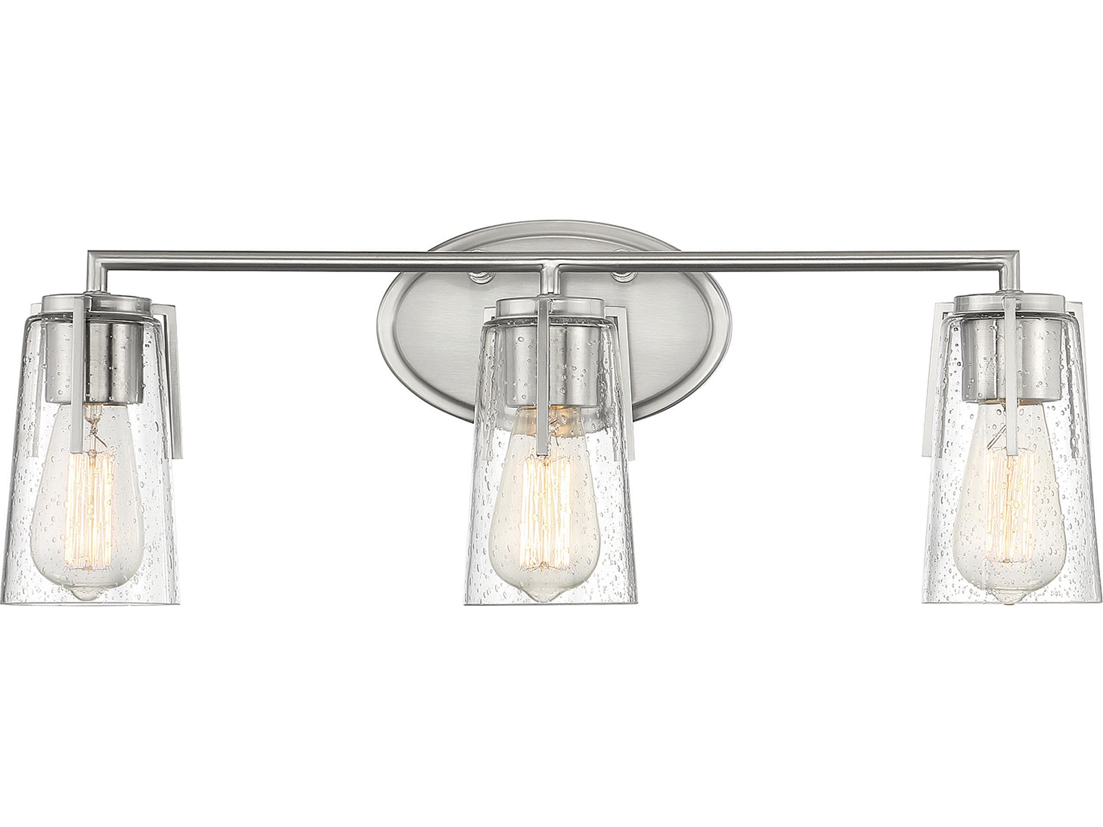 Savoy House Sacremento 3-Light Satin Nickel Glass Vanity Light