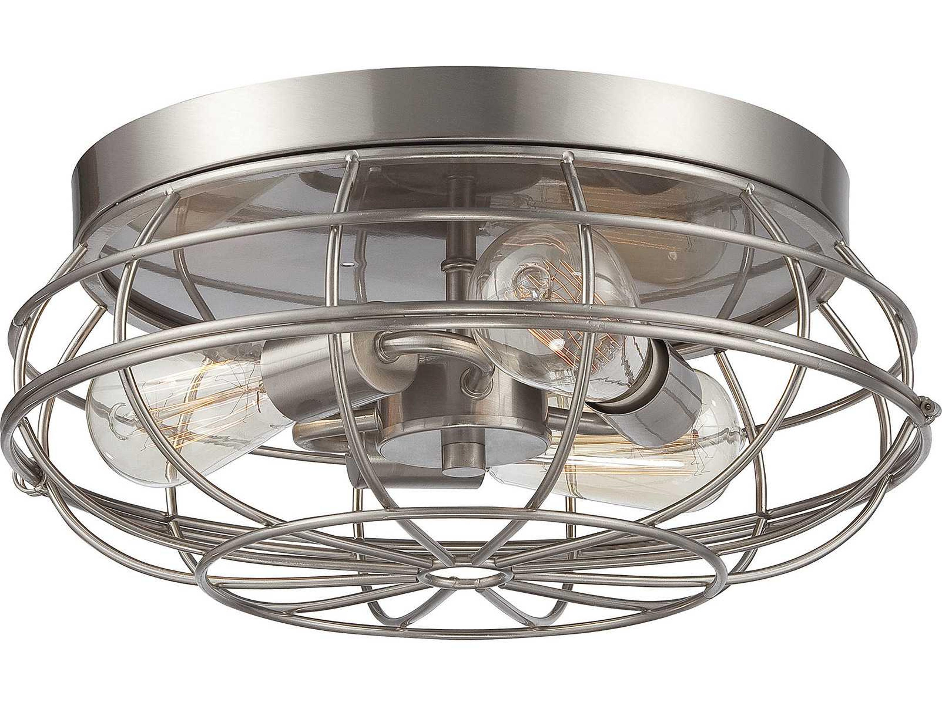 Savoy House Scout 3-Light Satin Nickel Pewter Cylinder Tiered Flush Mount