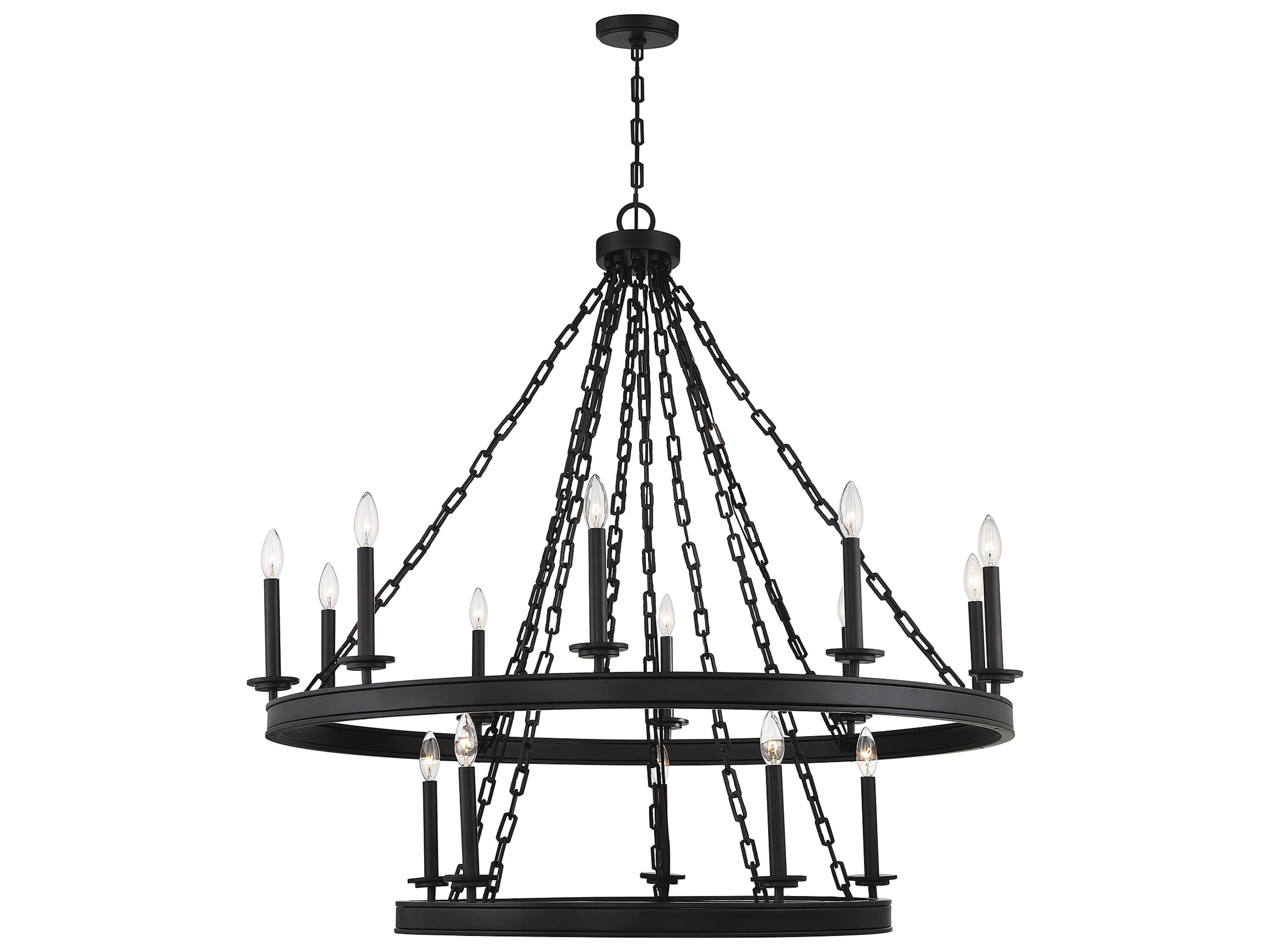 Savoy House Seville 15-Light Matte Black Candelabra Tiered Chandelier