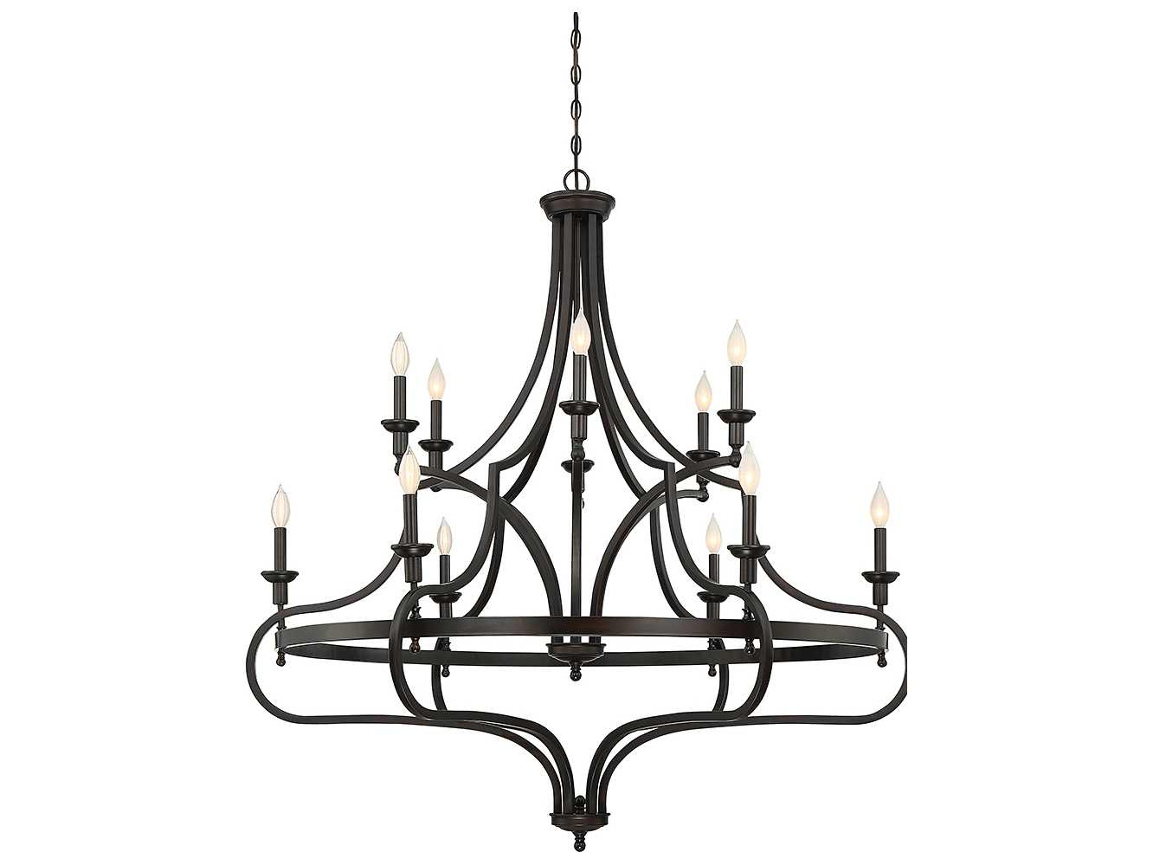 Savoy House Shields 12-Light English Bronze Candelabra Tiered Chandelier