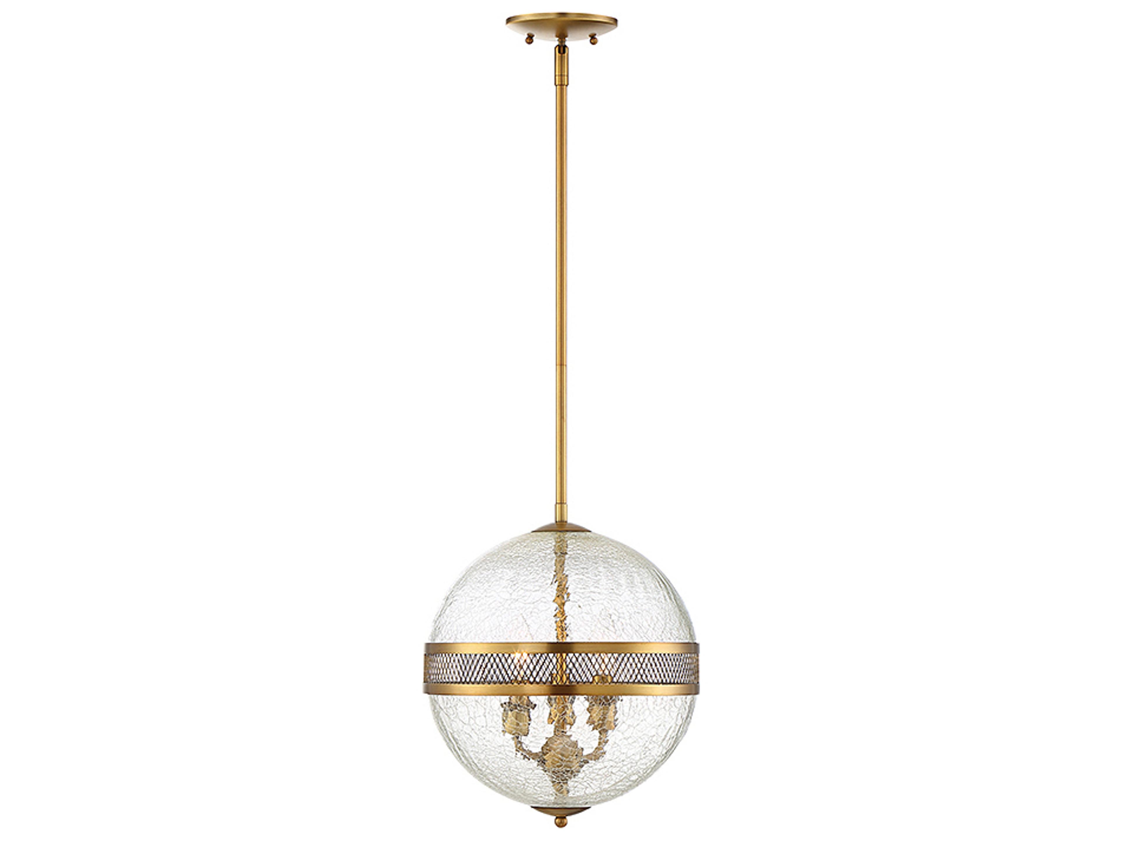 Savoy House Stirling 3-Light Warm Brass Glass Geometric Globe Mini Pendant