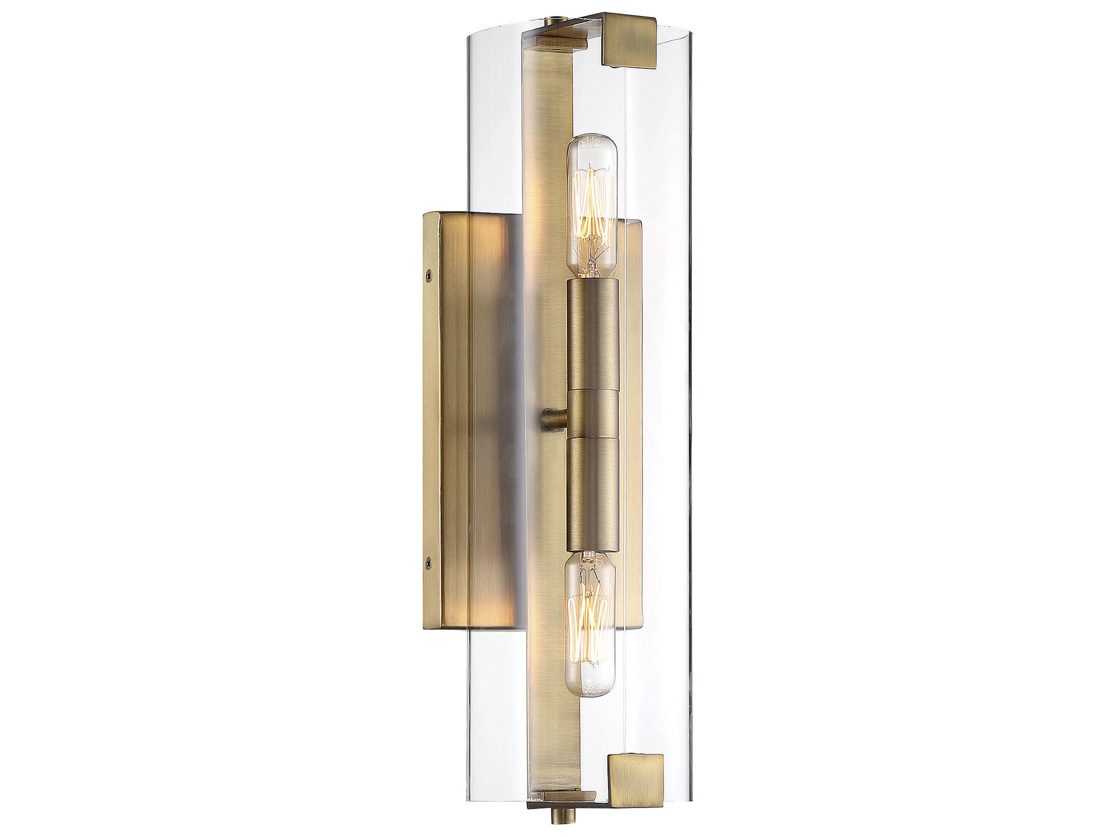 Savoy House Winfield 2-Light Warm Brass Glass Wall Sconce