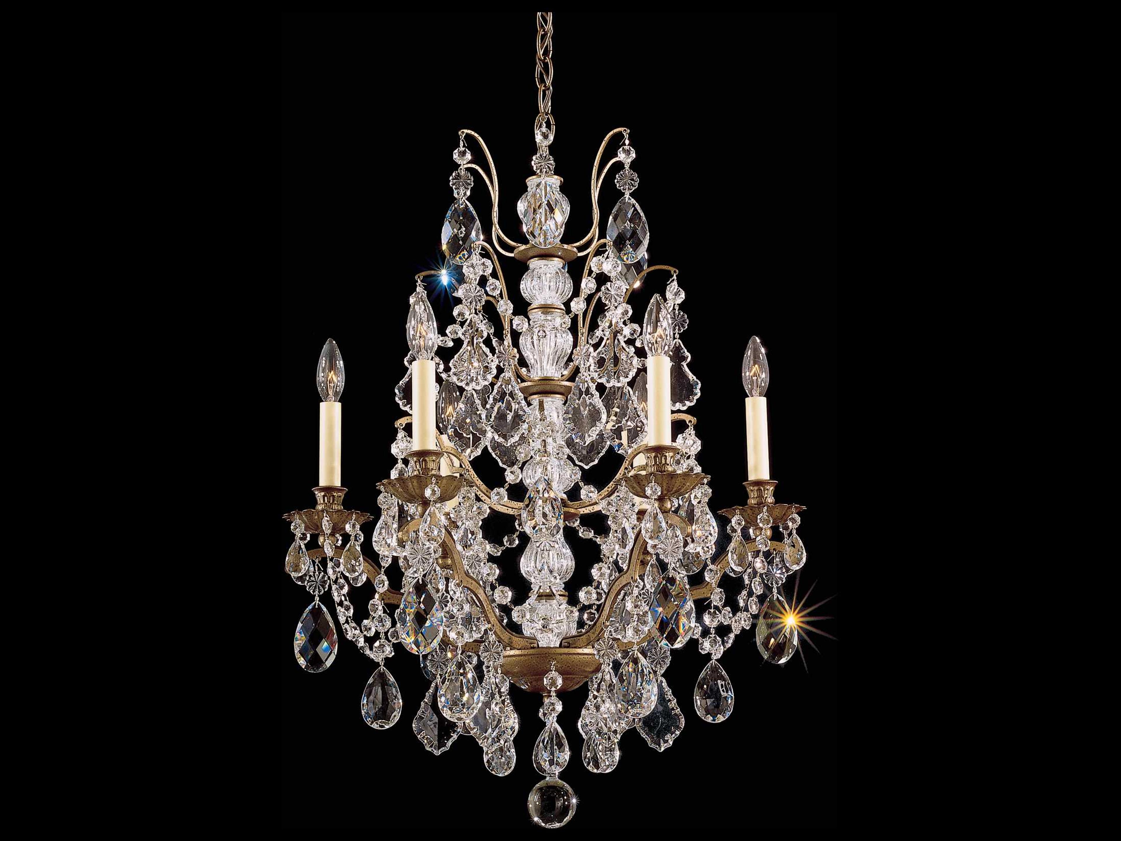 Schonbek Bordeaux 6-Light Gold Crystal Candelabra Chandelier