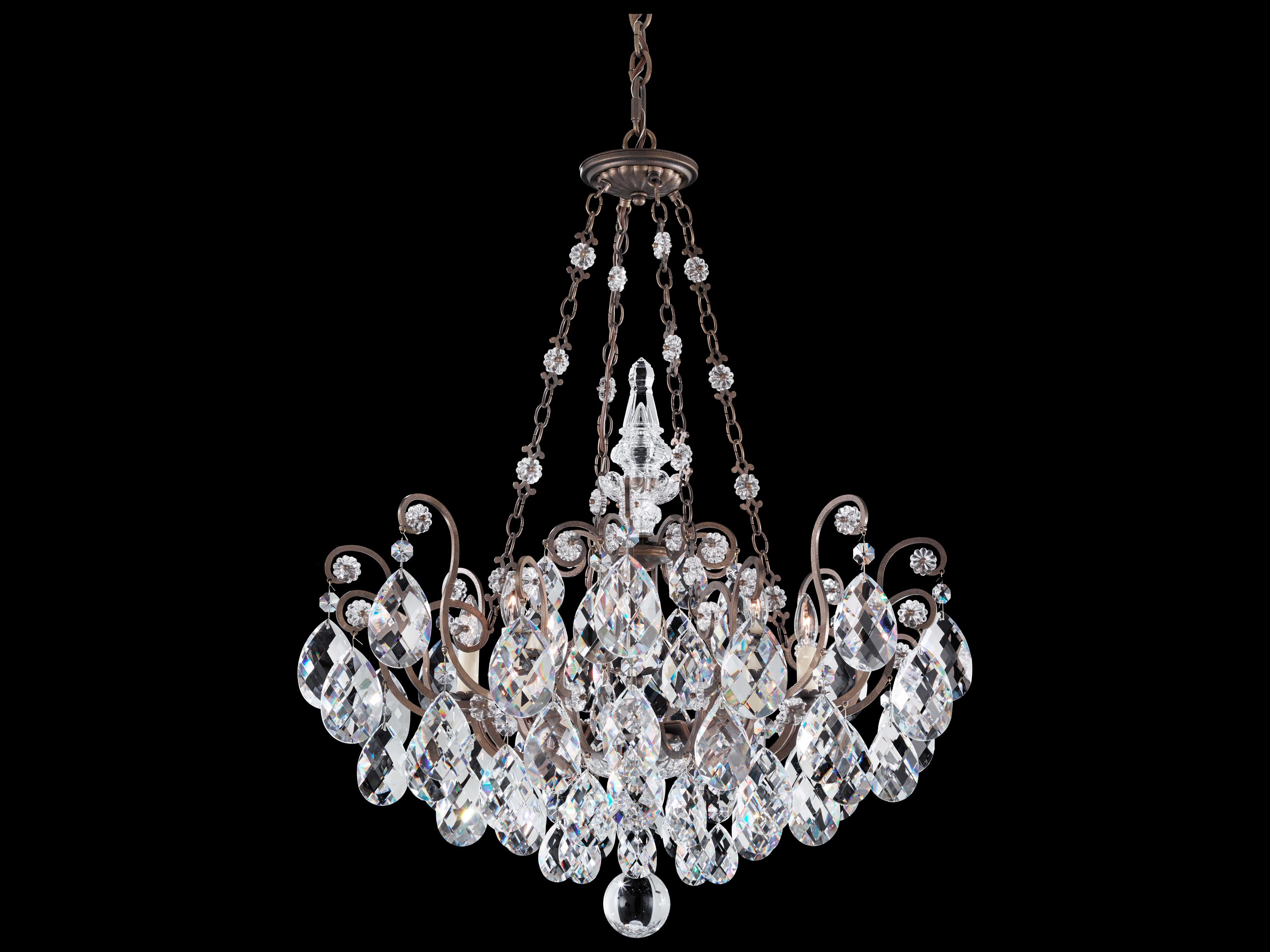 Schonbek Renaissance 8-Light Pewter Crystal Bowl Candelabra Chandelier