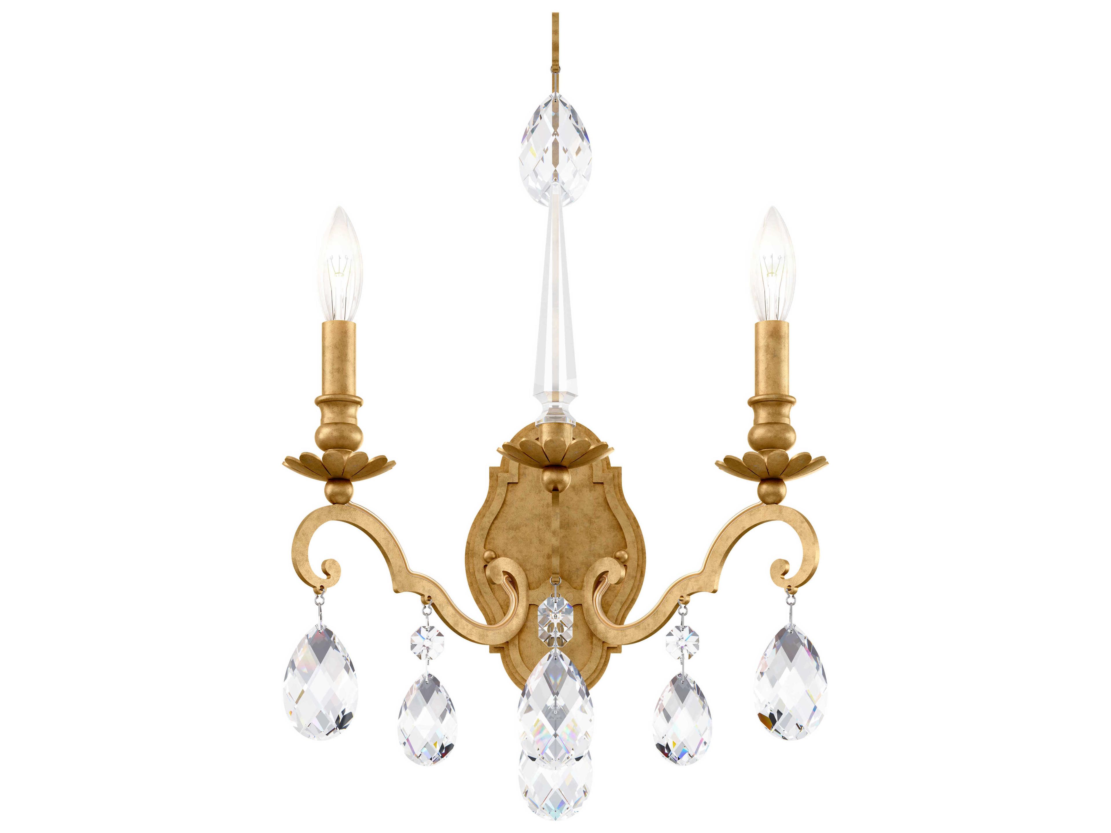 Schonbek Renaissance Nouveau 2-Light Heirloom Gold Crystal Wall Sconce