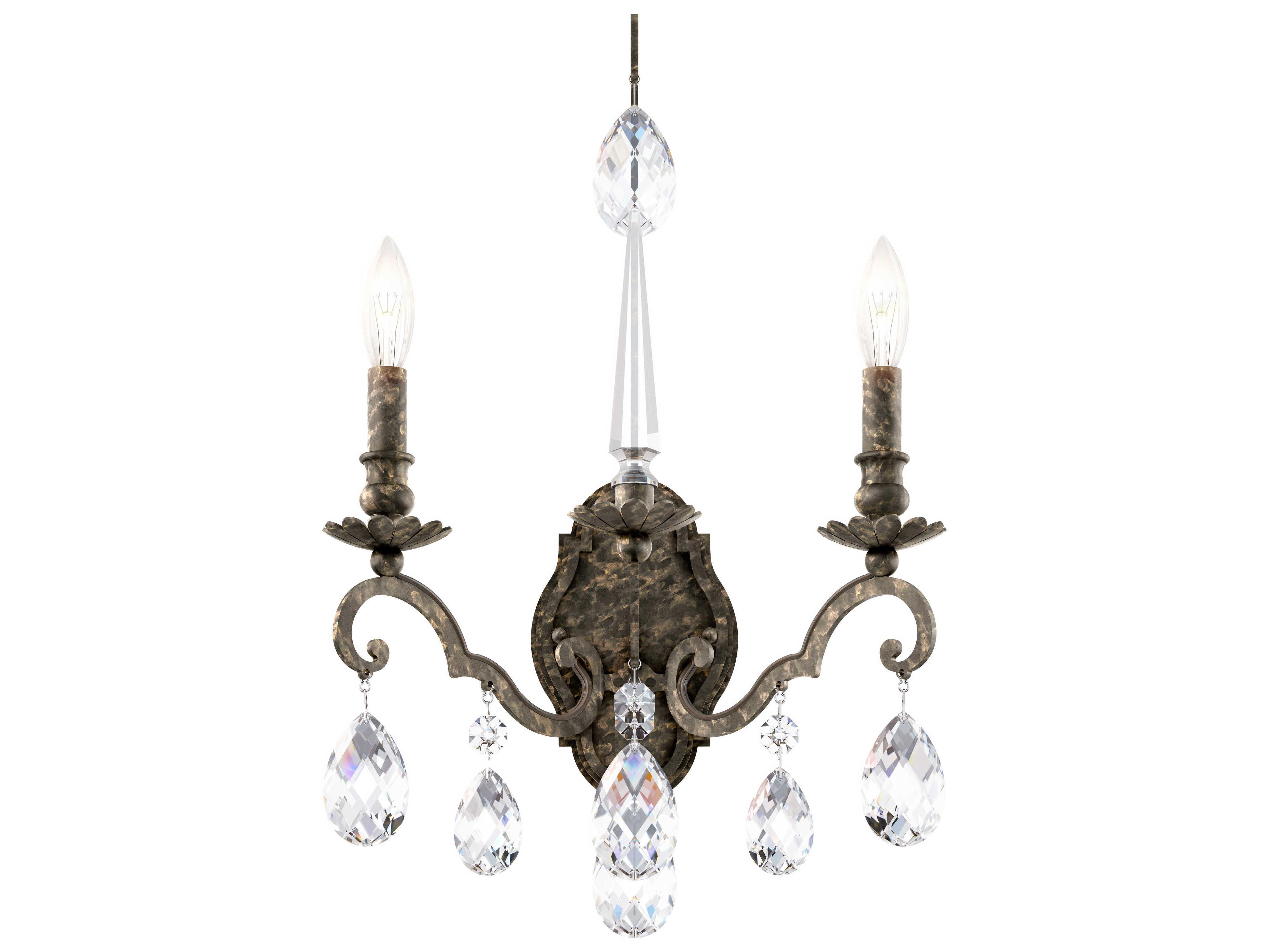 Schonbek Renaissance Nouveau 2-Light Heirloom Bronze Crystal Wall Sconce