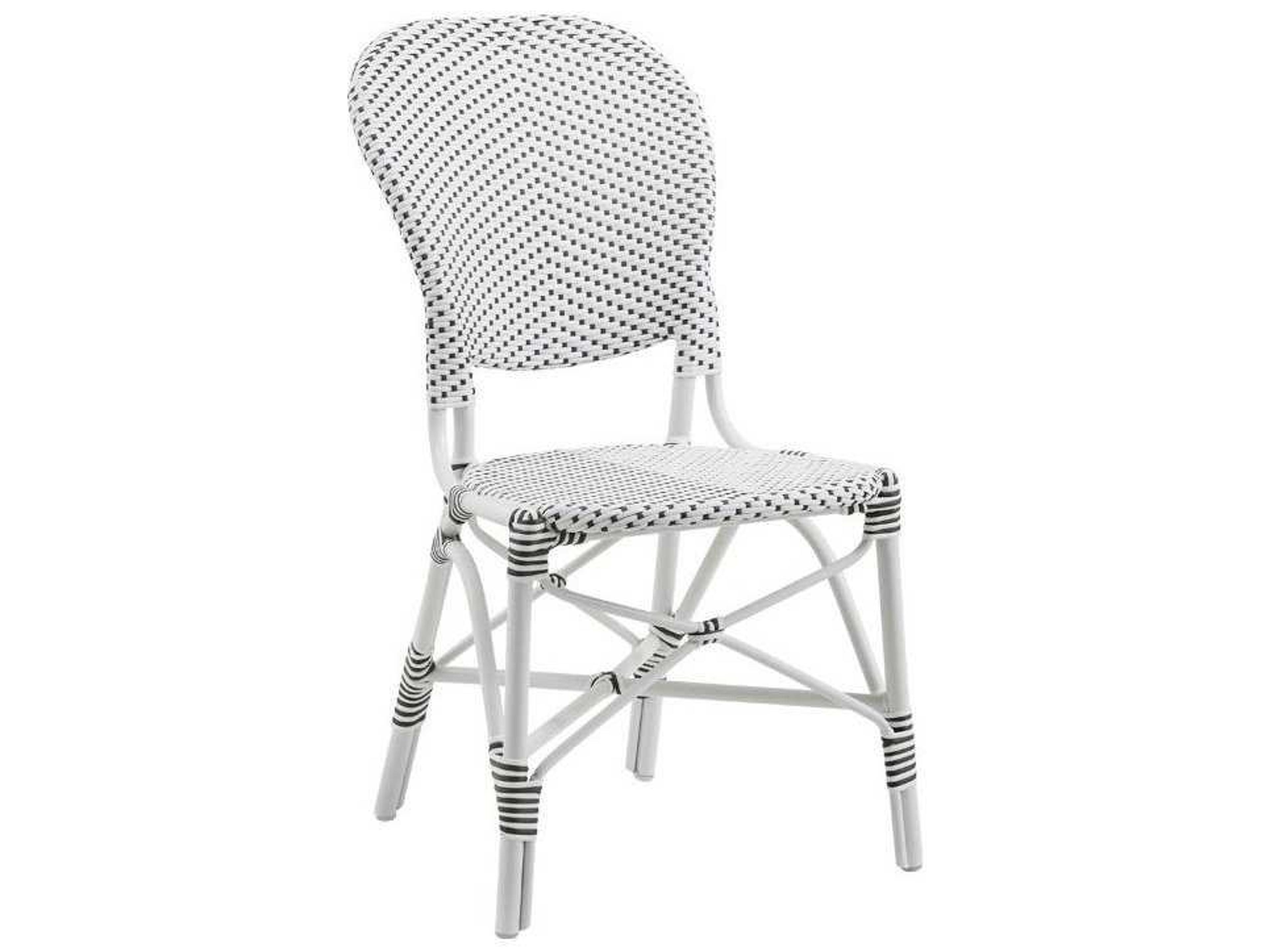 Sika Design Alu Affaire Aluminum White Stackable Isabell Outdoor Patio Dining Side Chair in White/Cappuccino Dots