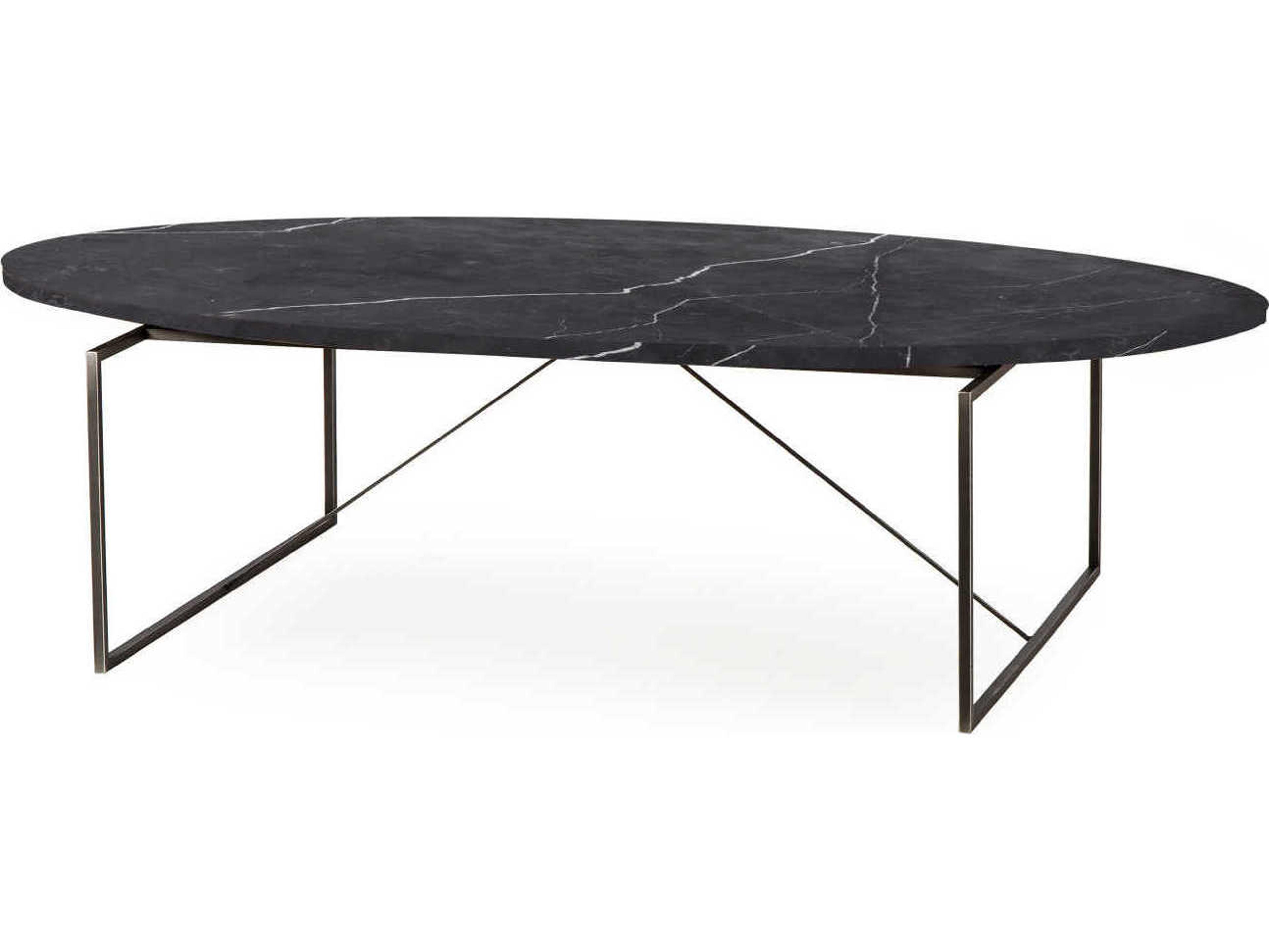 Sonder Living Georgina Oval Black Marble Coffee Table