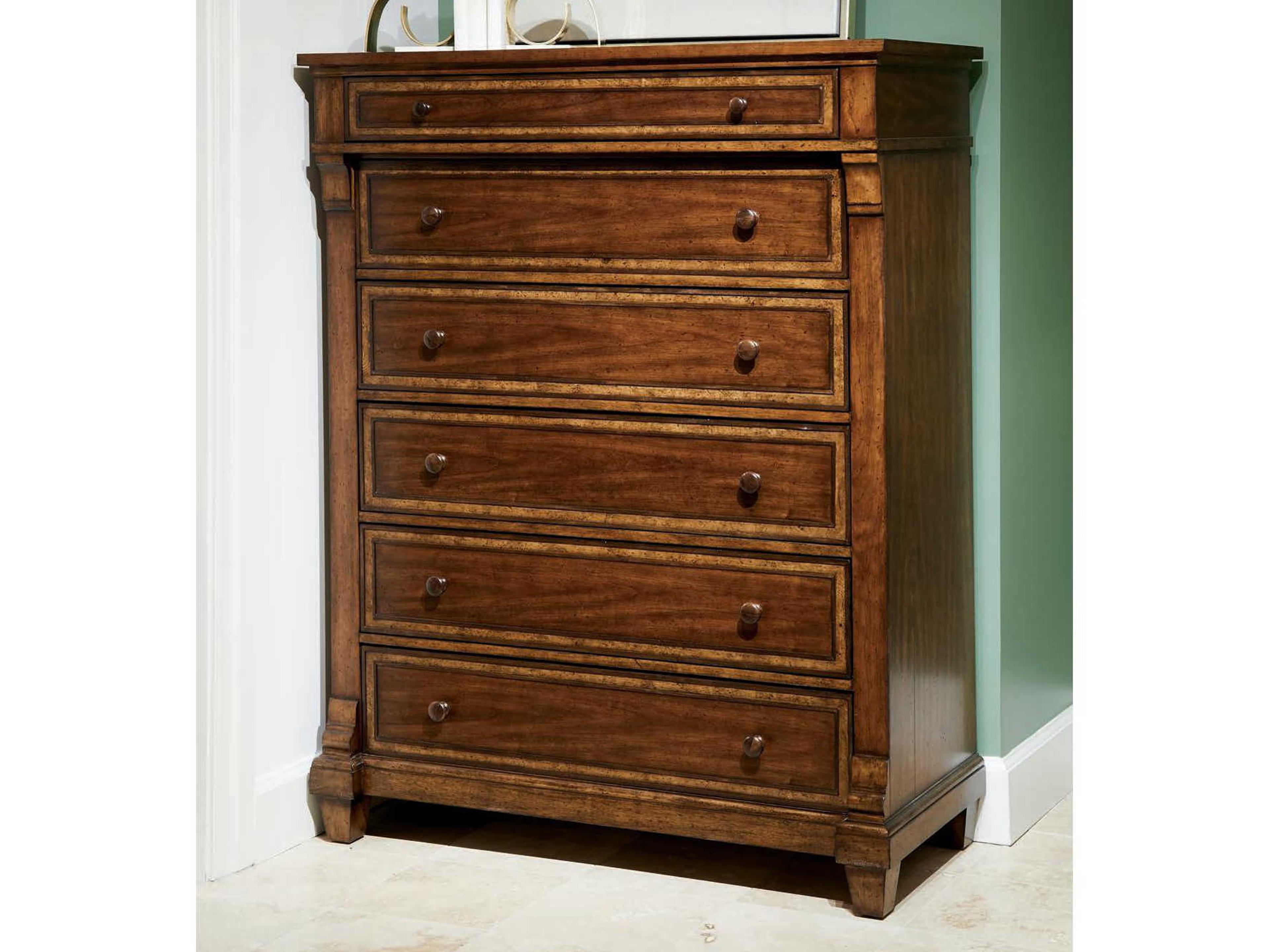 Stanley Furniture Old Town 6-Drawers Barrister Brass Accent Chest