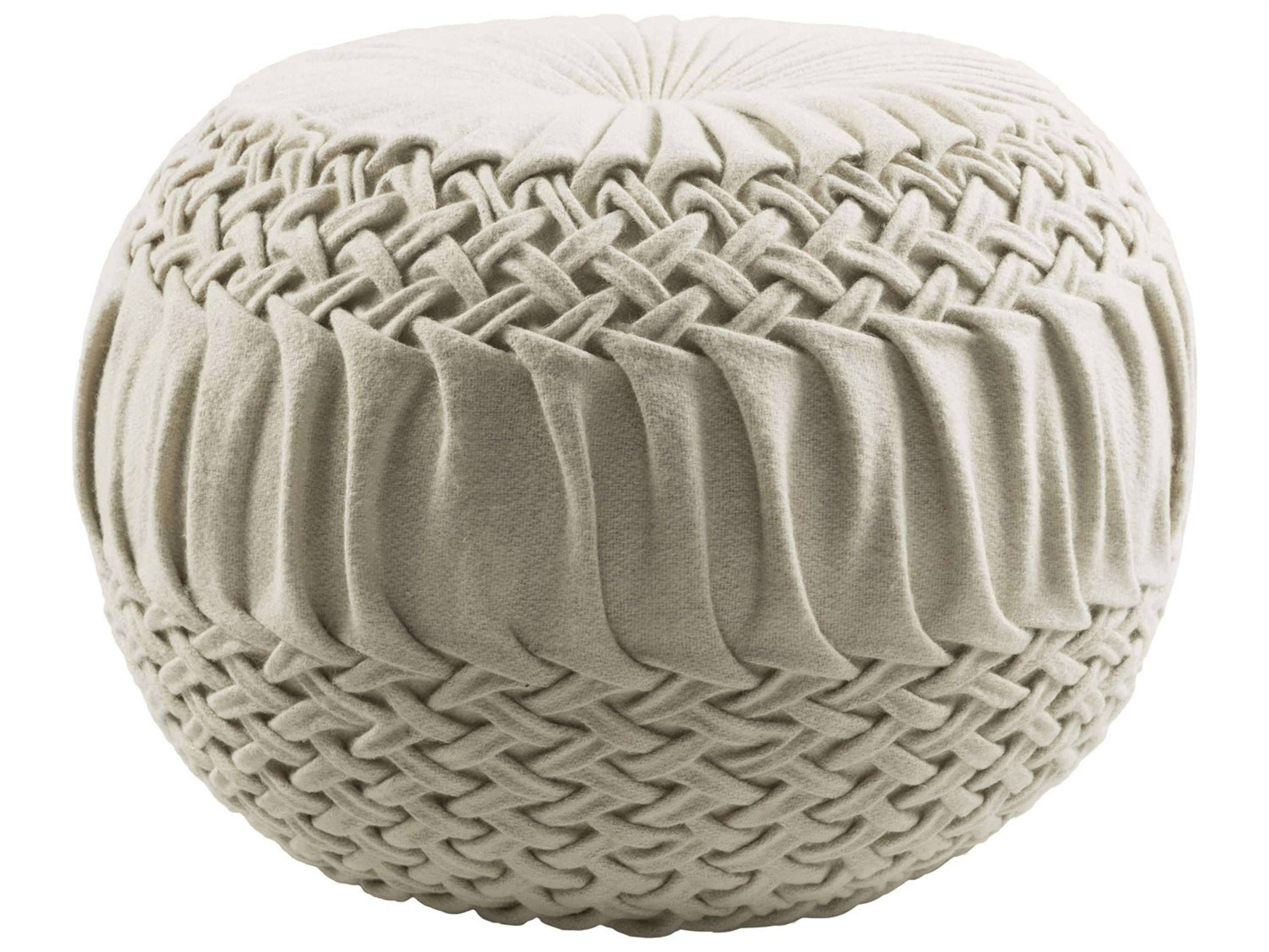 Surya Alana Cream Upholstered Ottoman