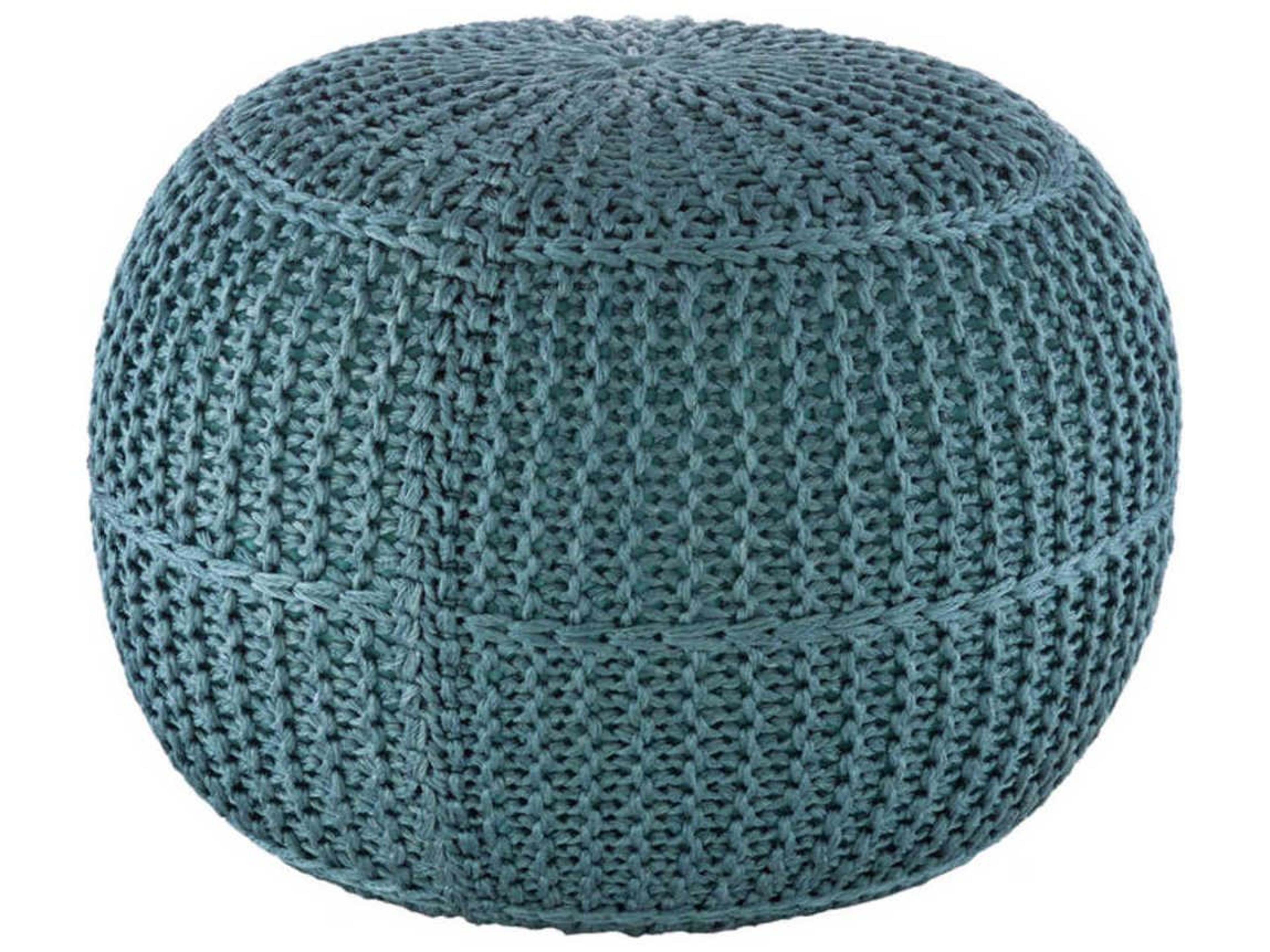 Surya Dita Aqua Blue Upholstered Ottoman