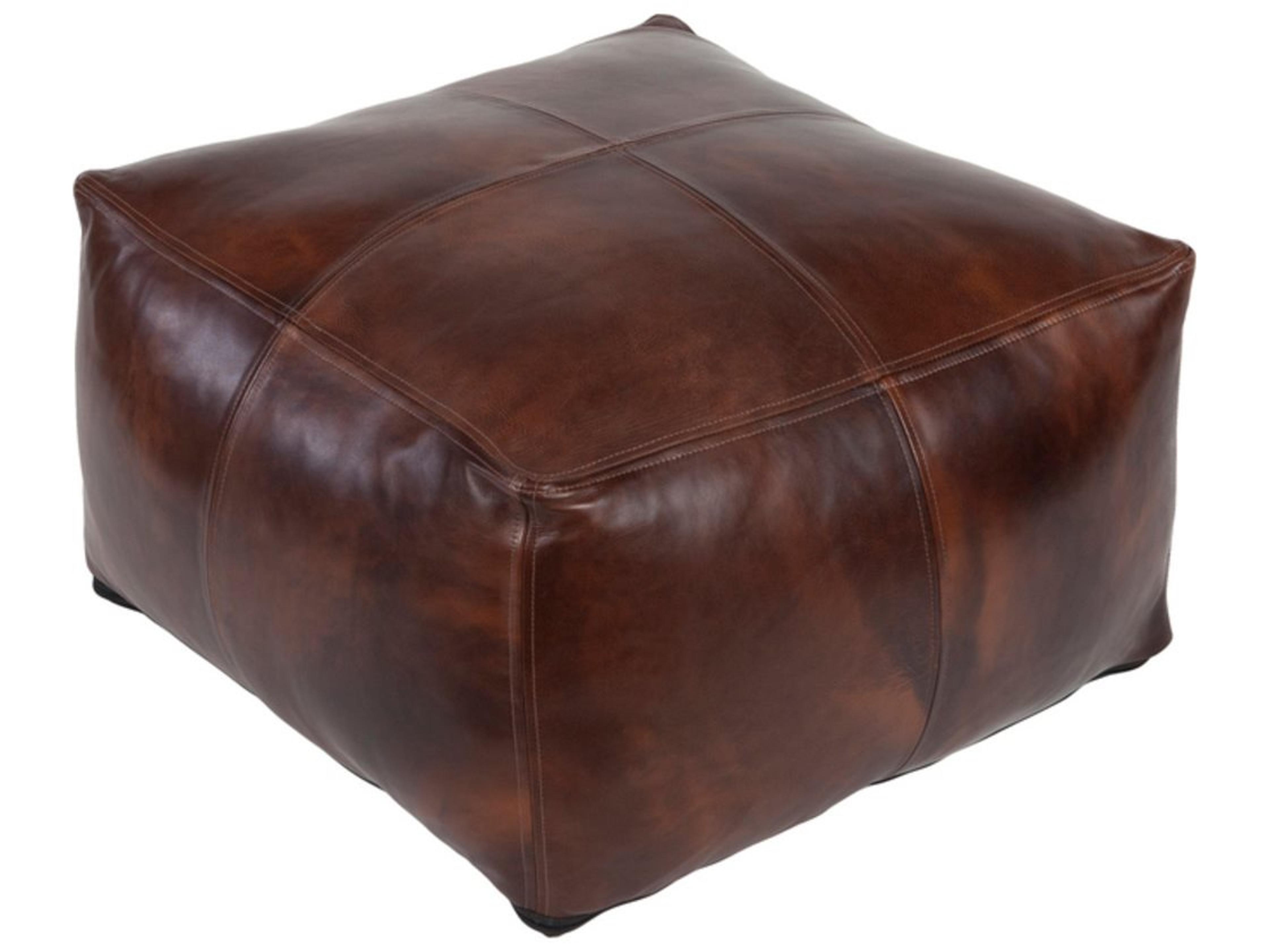 Surya Sheffield Dark Brown Leather Ottoman