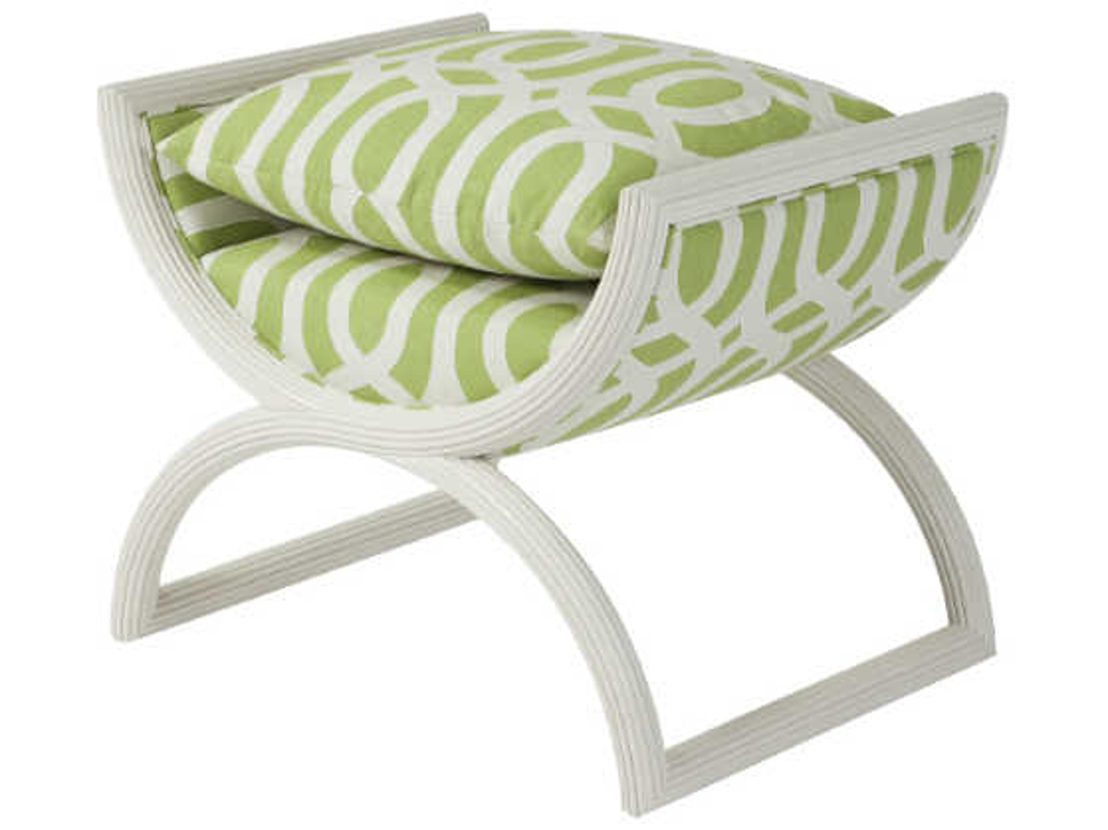 Theodore Alexander Green Upholstered White Accent Stool