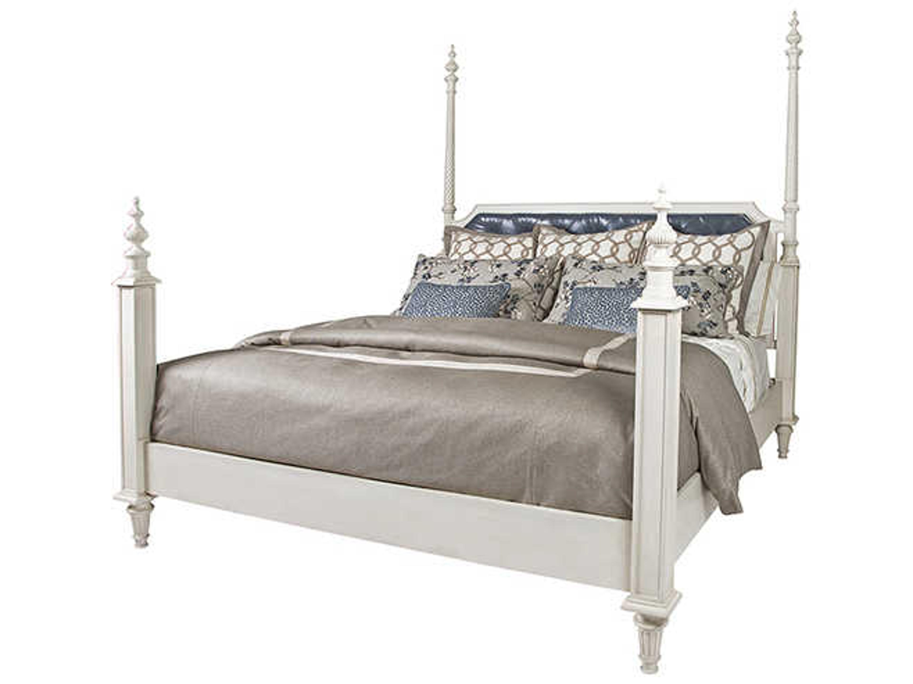 Theodore Alexander Alexa Hamption Blue Wood King Poster Bed