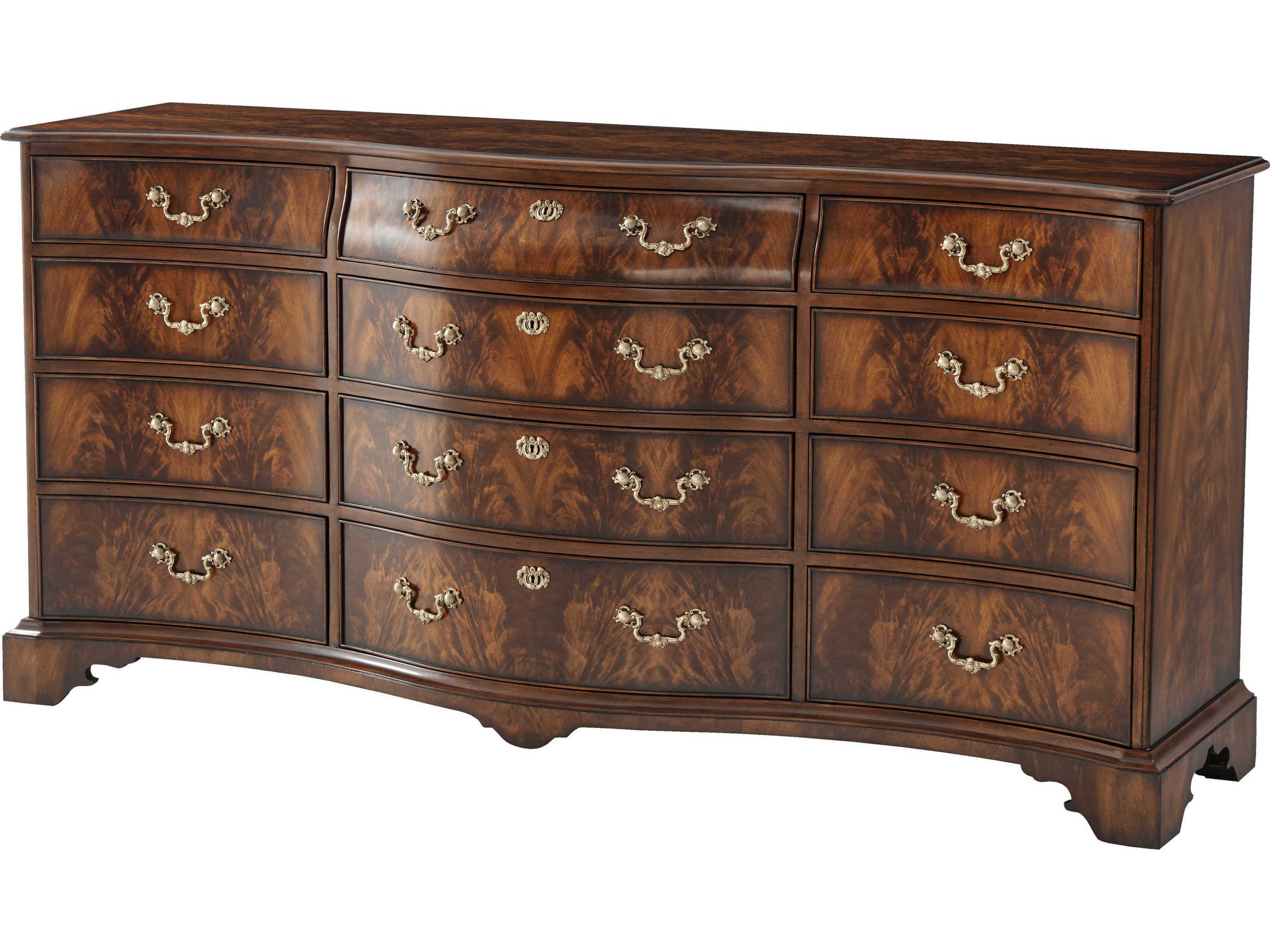 Theodore Alexander Althorp Living History India Silk 12-Drawers Brown Mahogany Wood Dresser