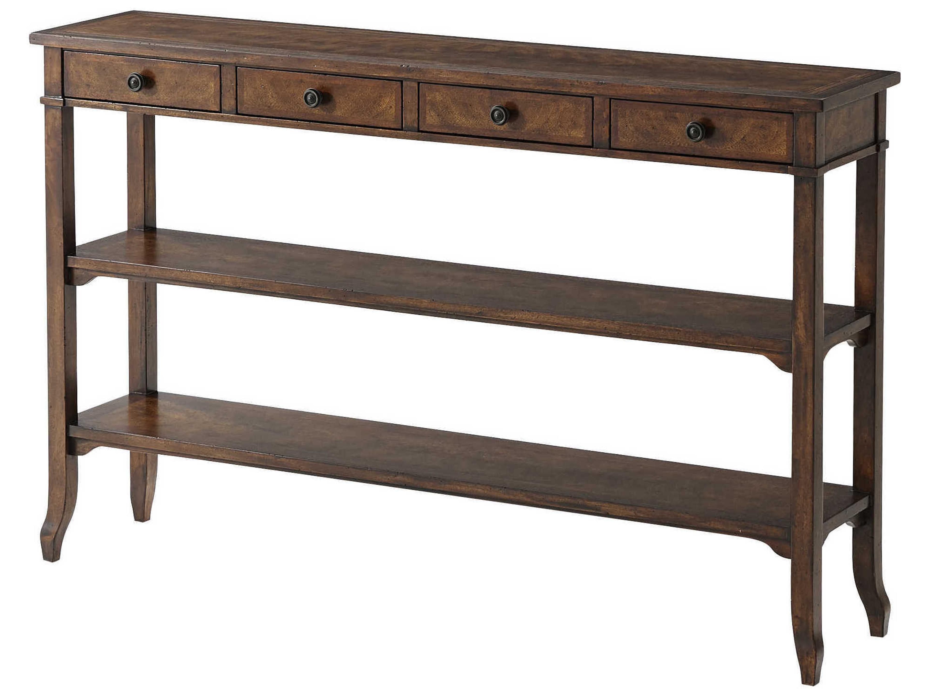Theodore Alexander Brooksby Rectangular Wood Cerejeira Veneer Mahogany Console Table