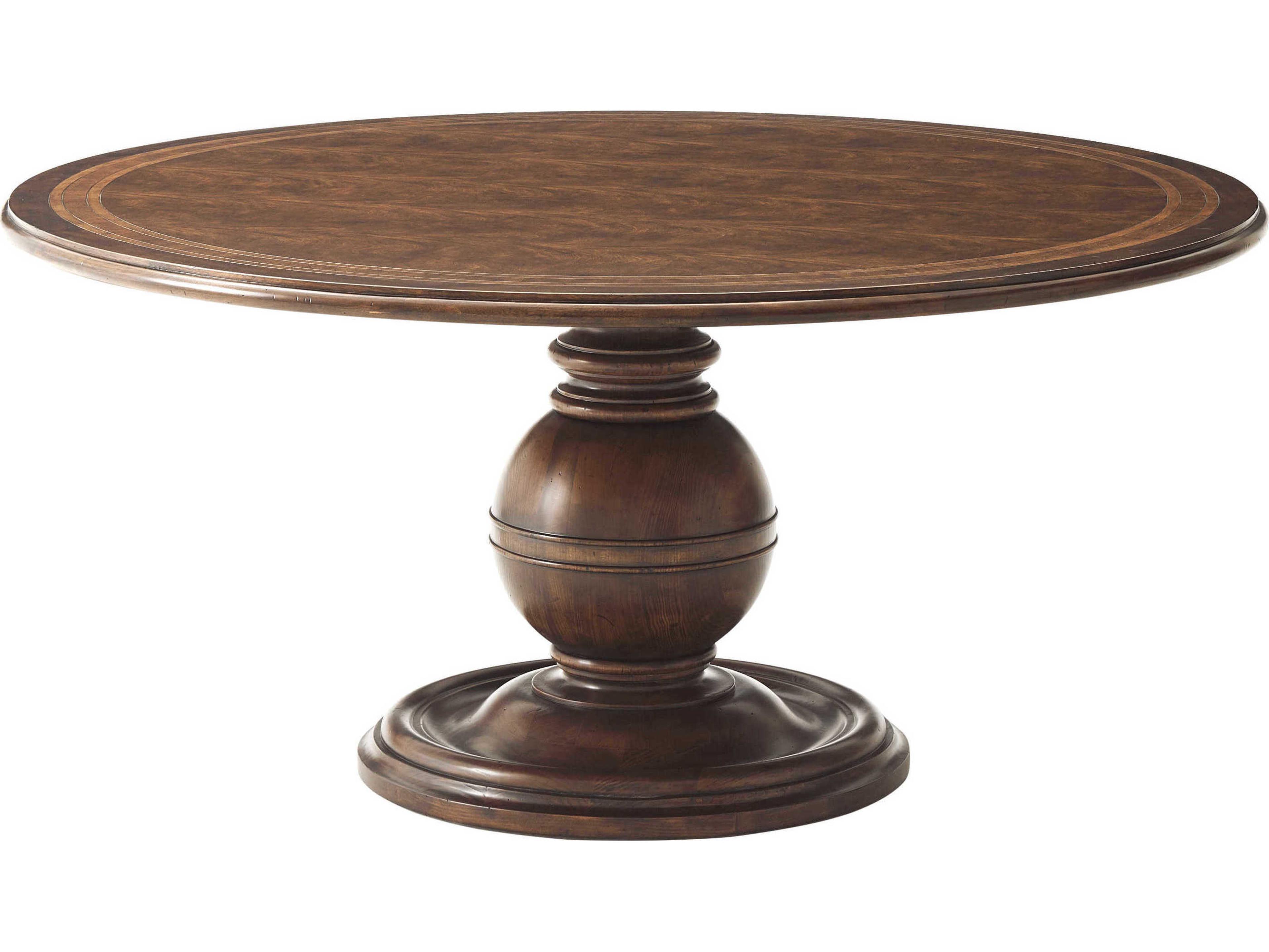 Theodore Alexander Brooksby Round Wood Cerejeira Veneer Mahogany Dining Table