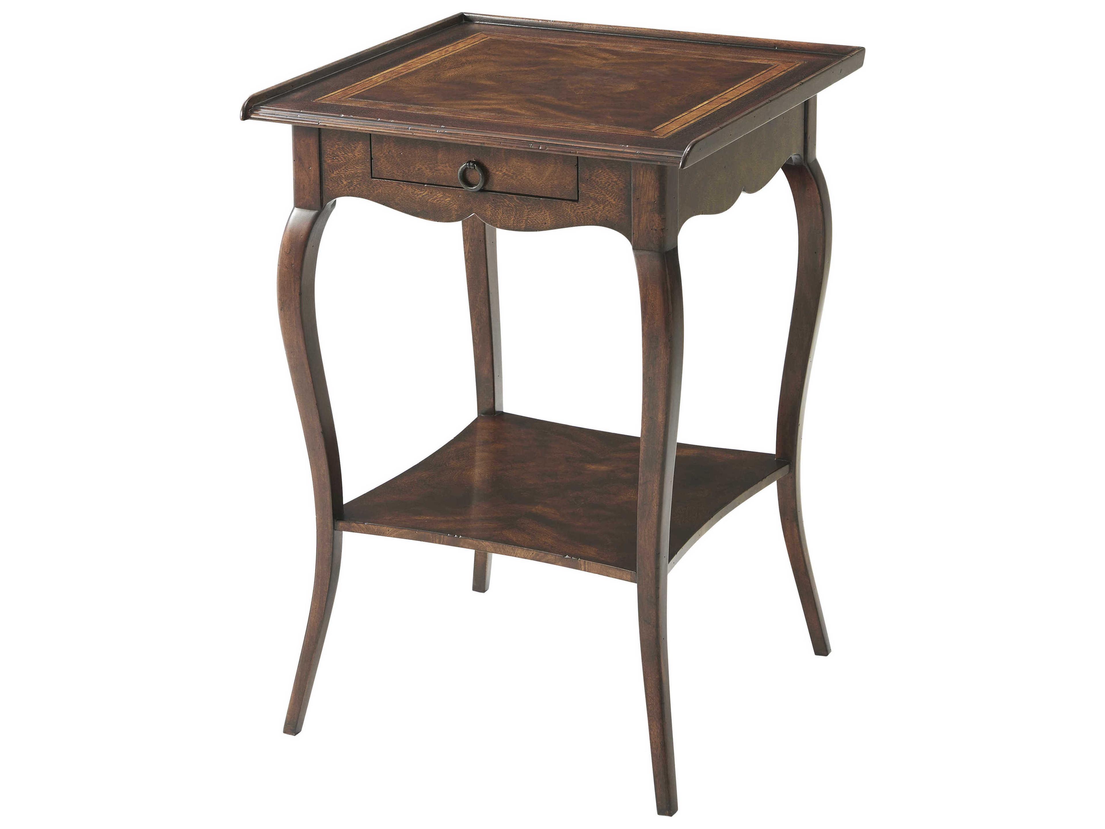 Theodore Alexander Brooksby Square Wood Cerejeira Veneer Mahogany End Table