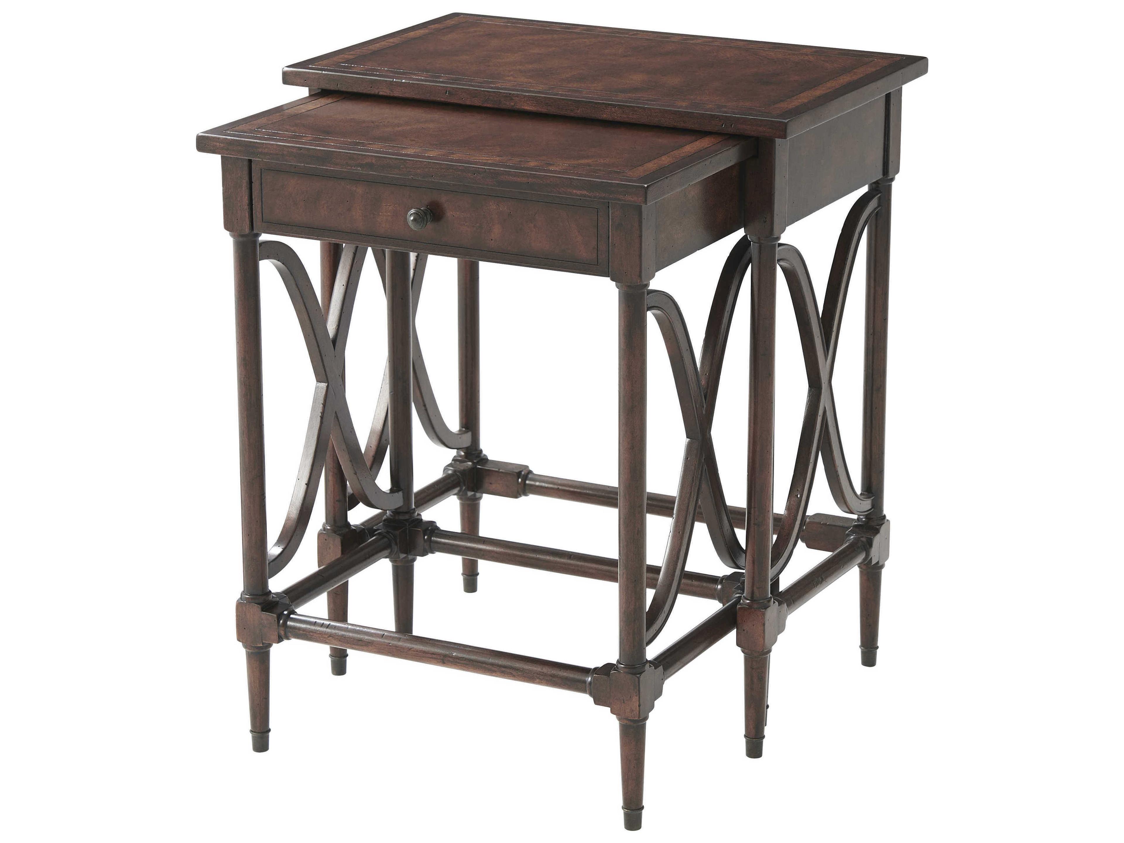 Theodore Alexander Brooksby Rectangular Wood Cerejeira Veneer Brass Mahogany End Table