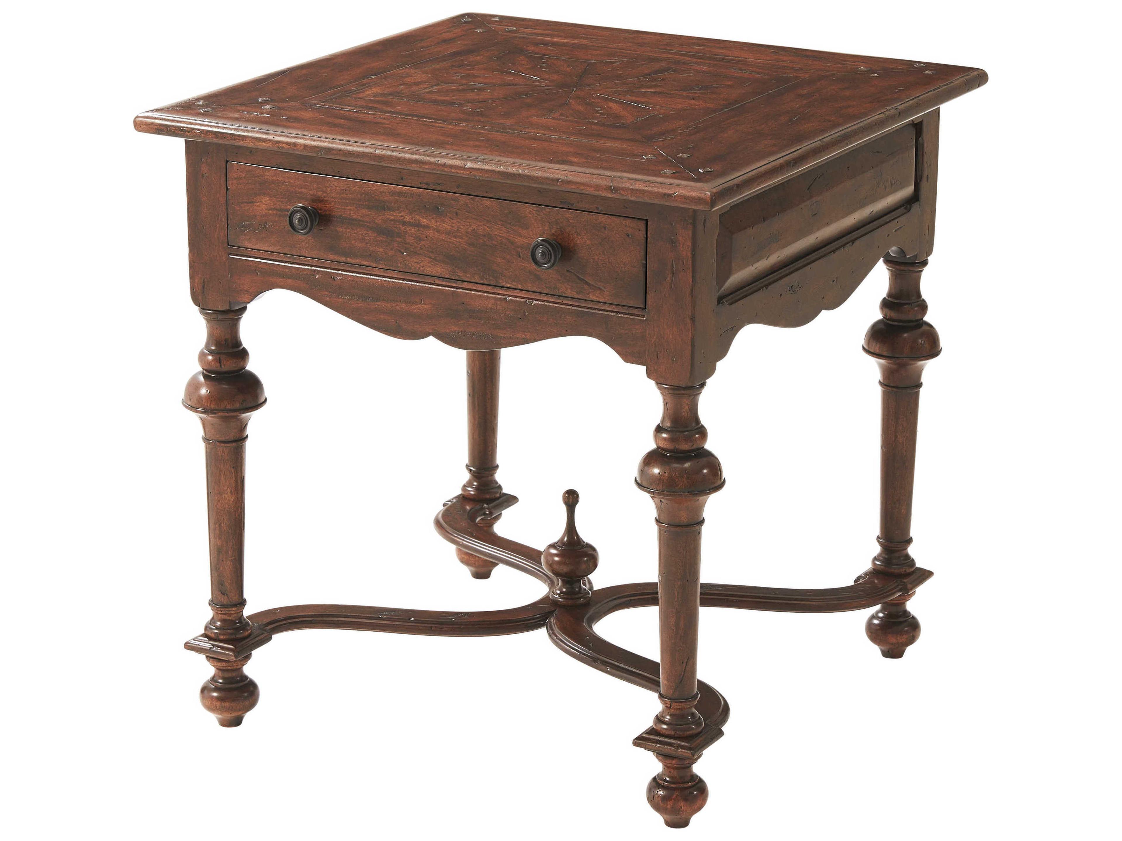 Theodore Alexander Castle Bromwich Square Wood Mahogany End Table