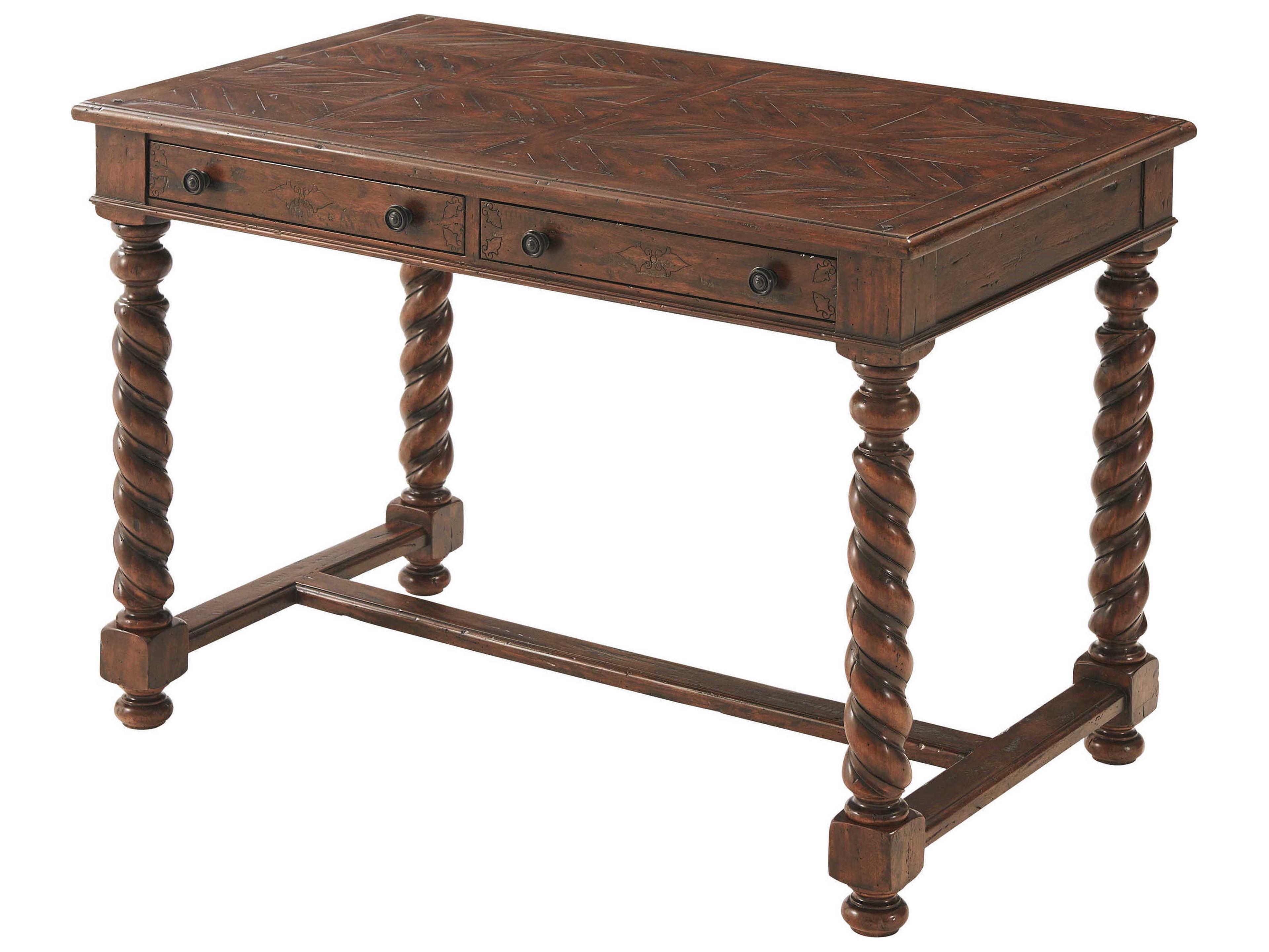 Theodore Alexander Castle Bromwich Mahogany Brown Wood Secretary Desk