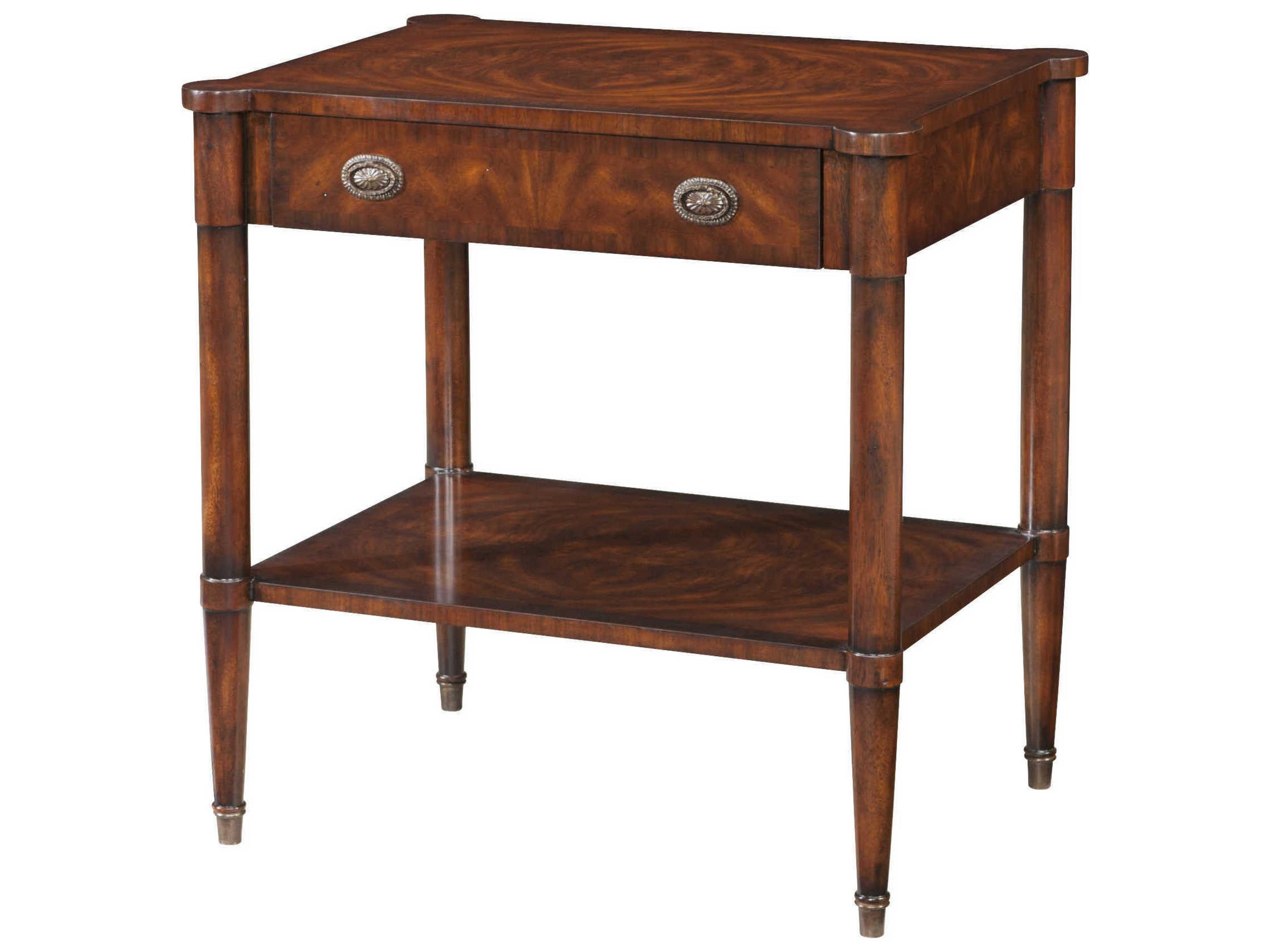 Theodore Alexander Essential Rectangular Wood Flame Figured Veneer Mahogany End Table