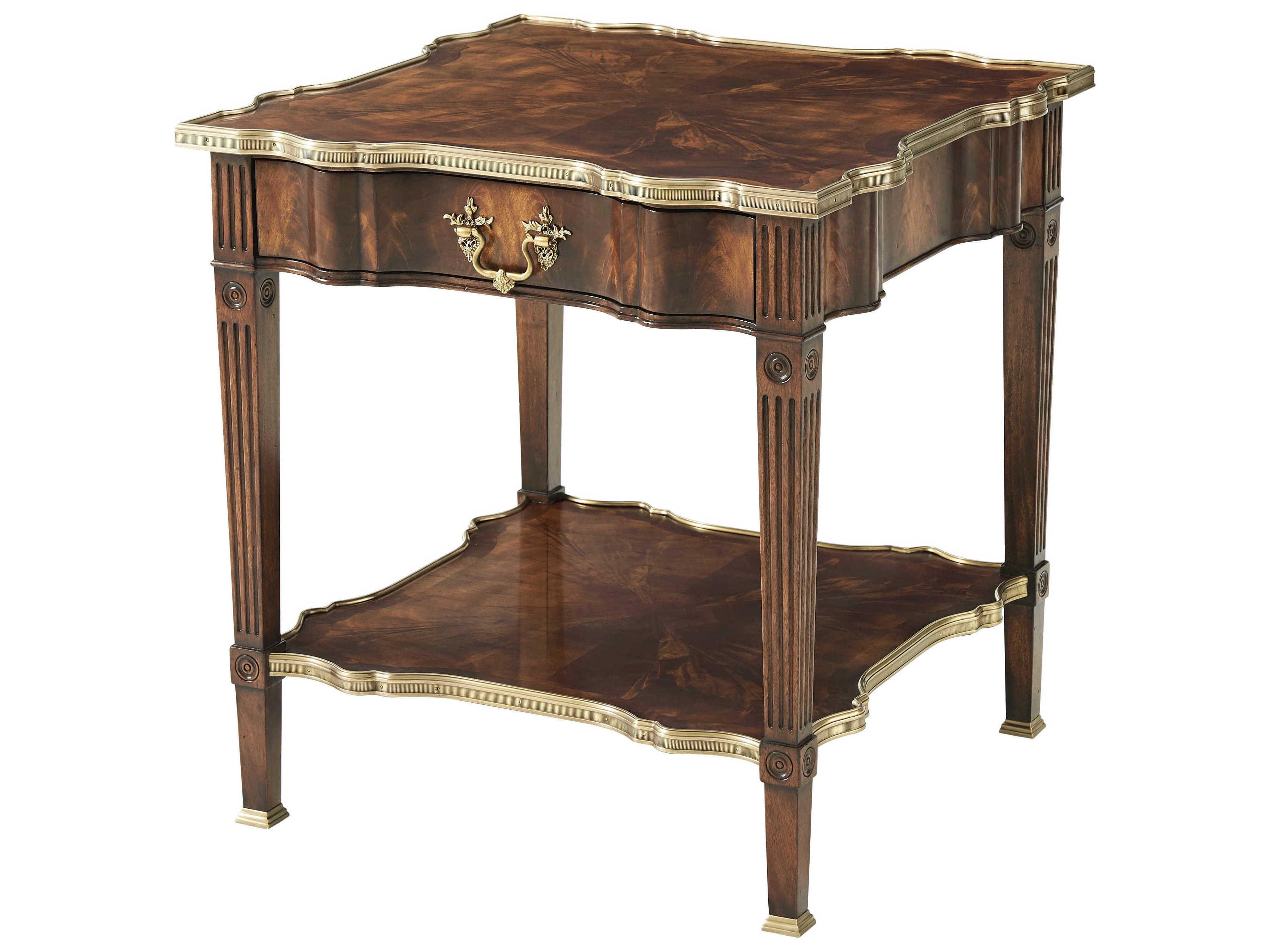 Theodore Alexander Essential Wood Flame Figured Veneer Mahogany End Table