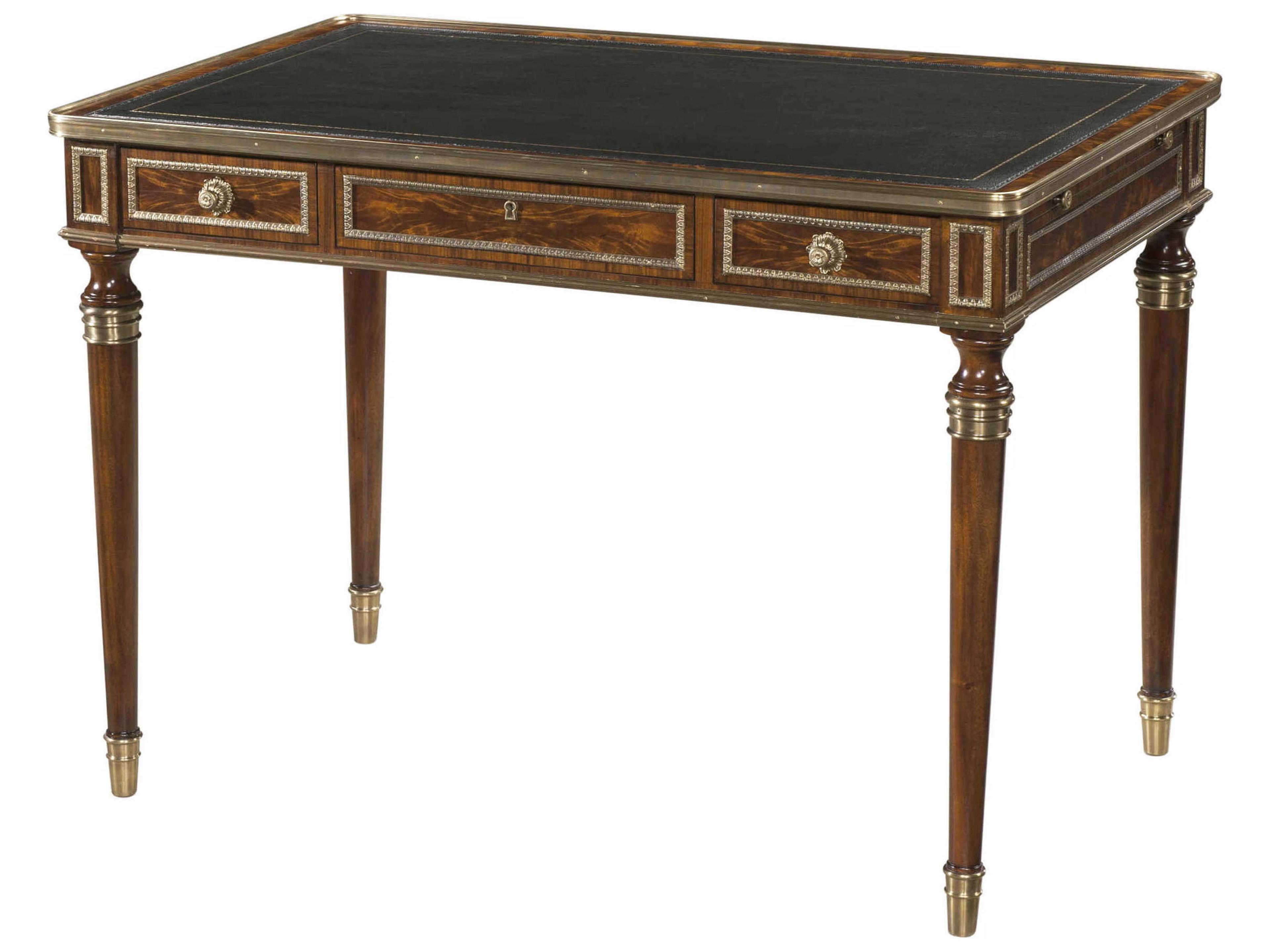 Theodore Alexander Essential Black Mahogany Wood Secretary Desk