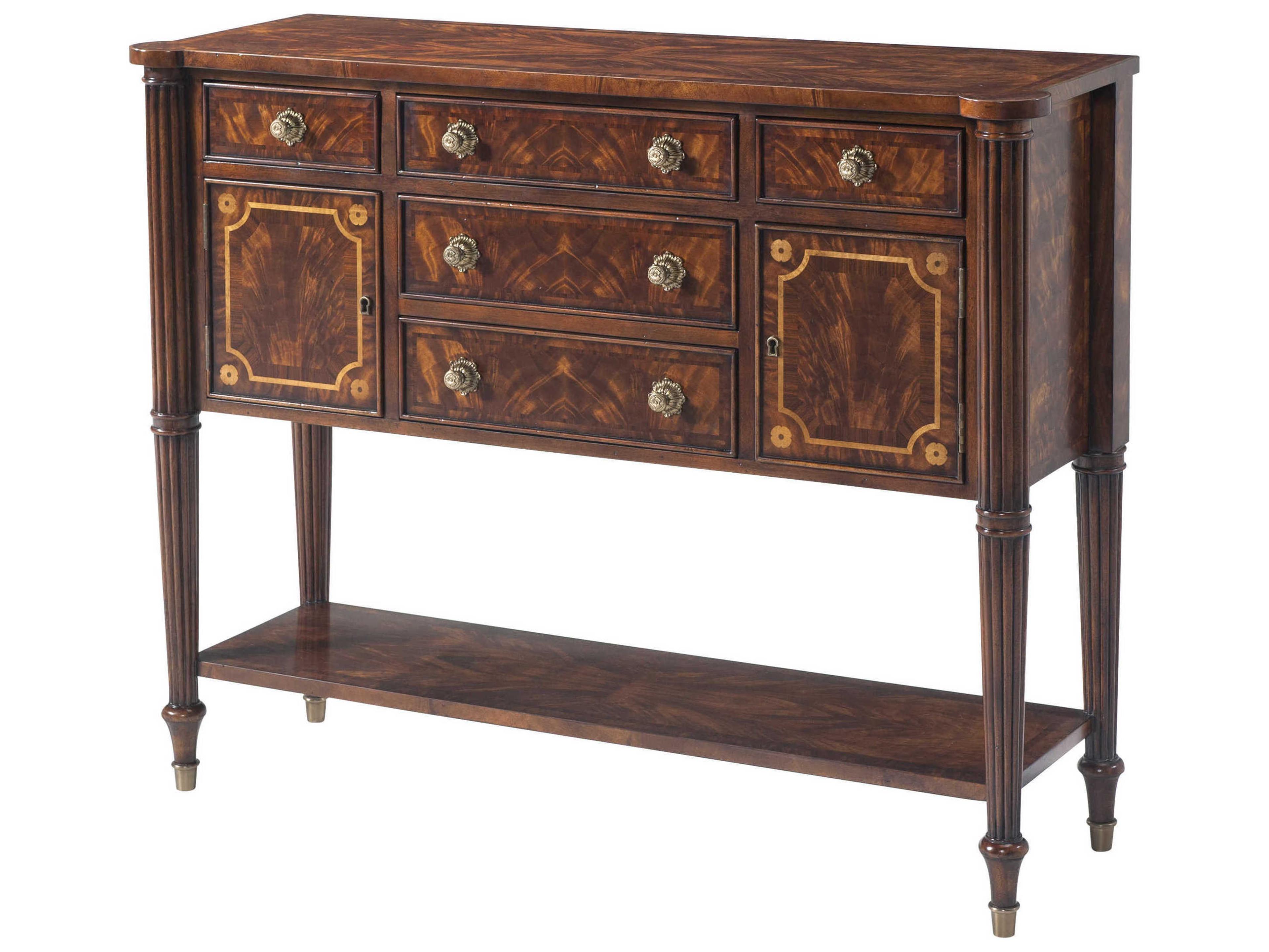 Theodore Alexander Essential 42" Mahogany Wood Flame Figured Veneer Morado Sideboard