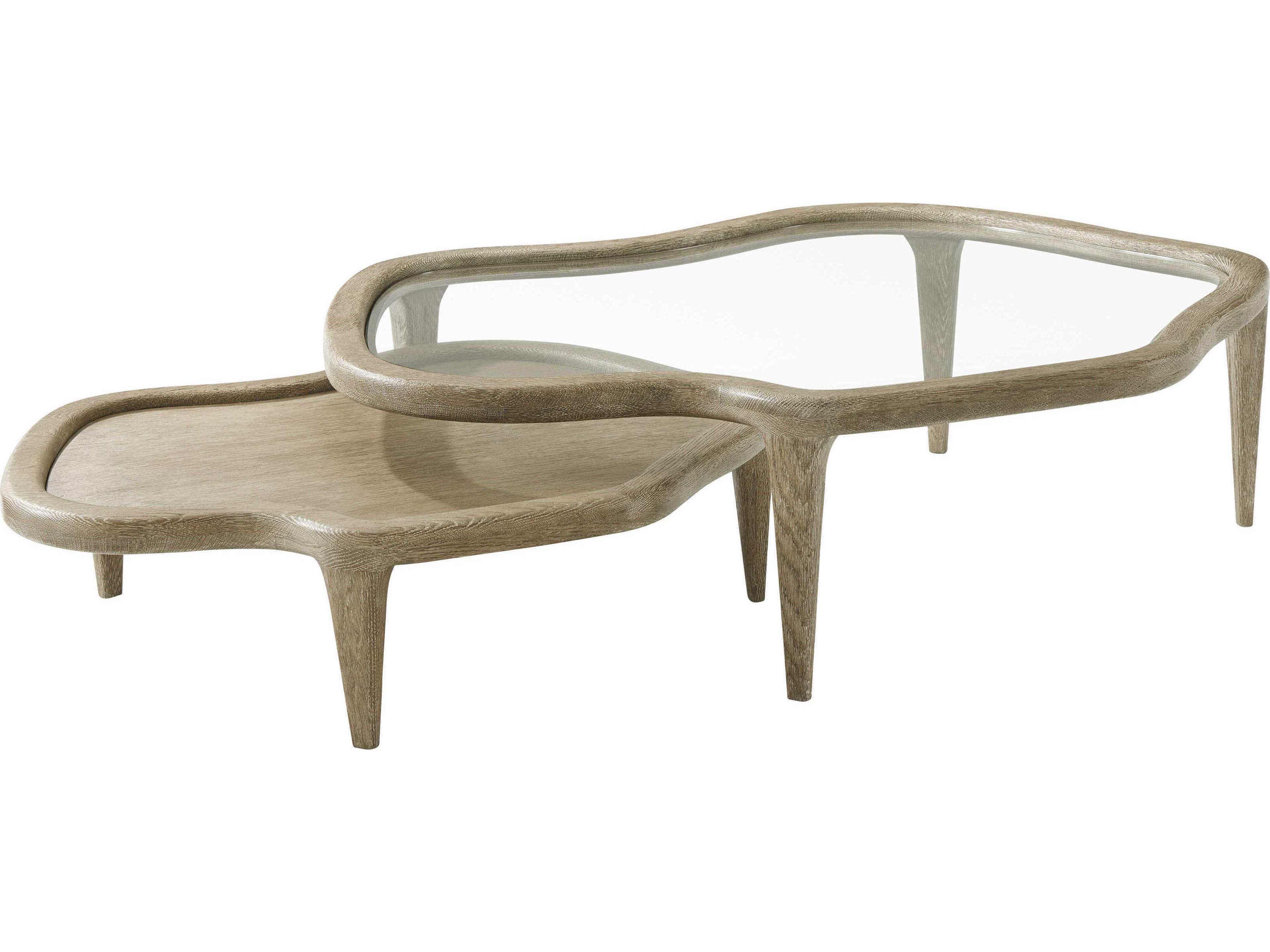 Theodore Alexander The Michael Berman Oak Veneer Glass Coffee Table