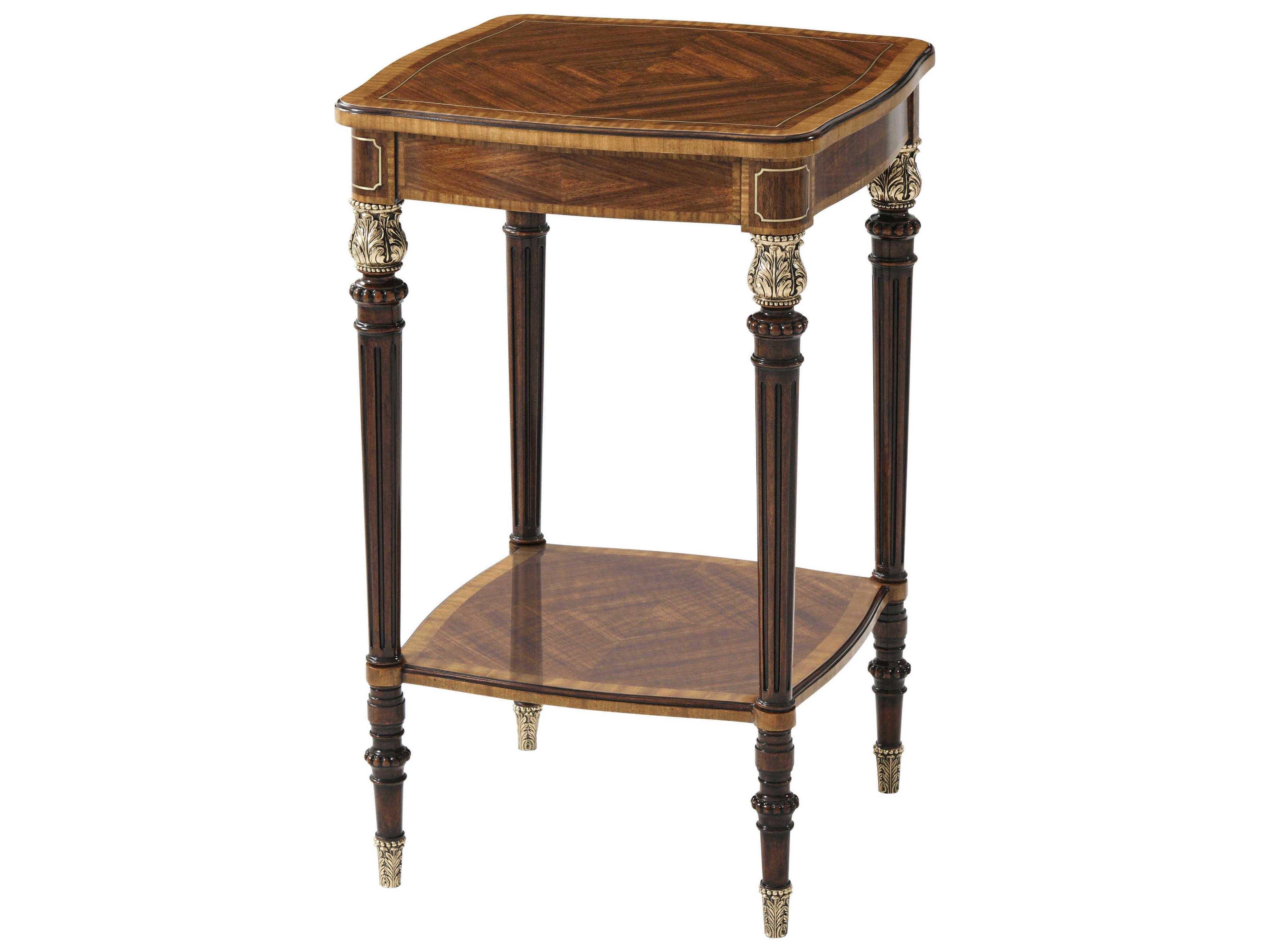 Theodore Alexander The Stephen Church Square Wood Mahogany Figured Etimoe Veneer Movingue End Table
