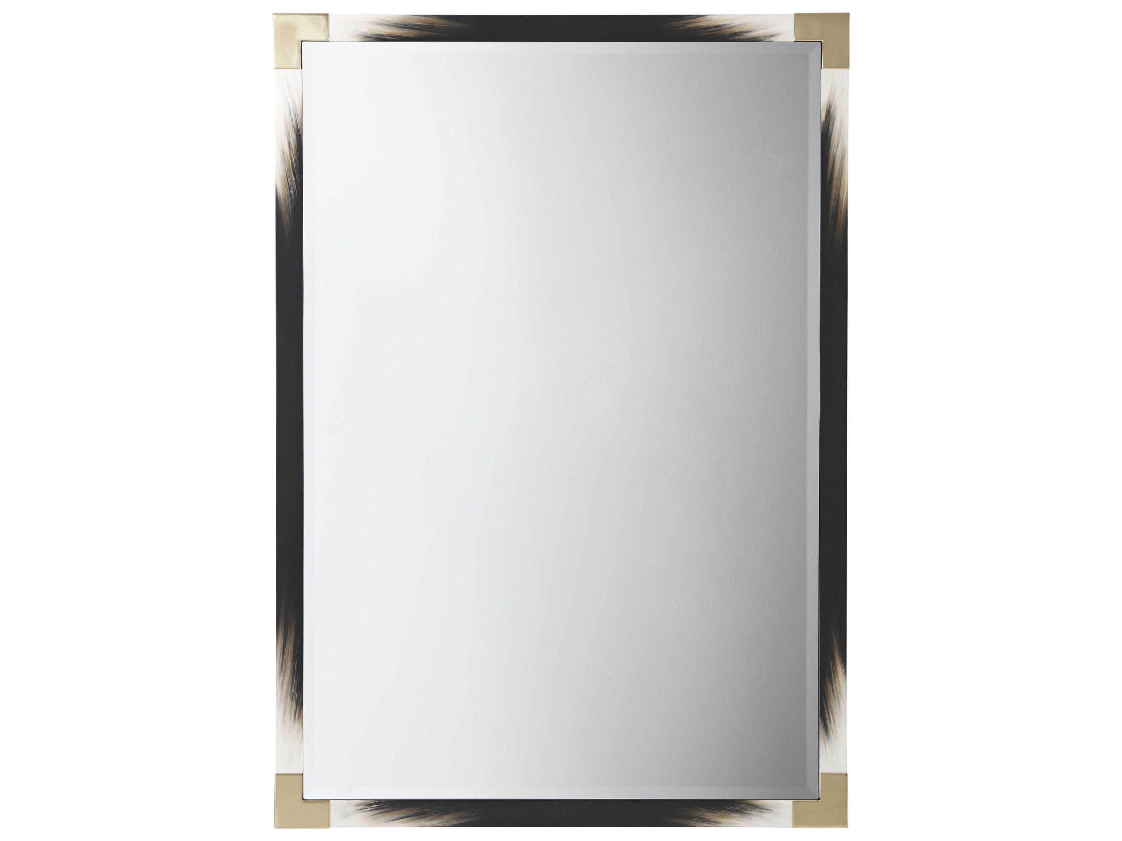 Theodore Alexander Black Lacquered / Faux Horn Brass Wall Mirror